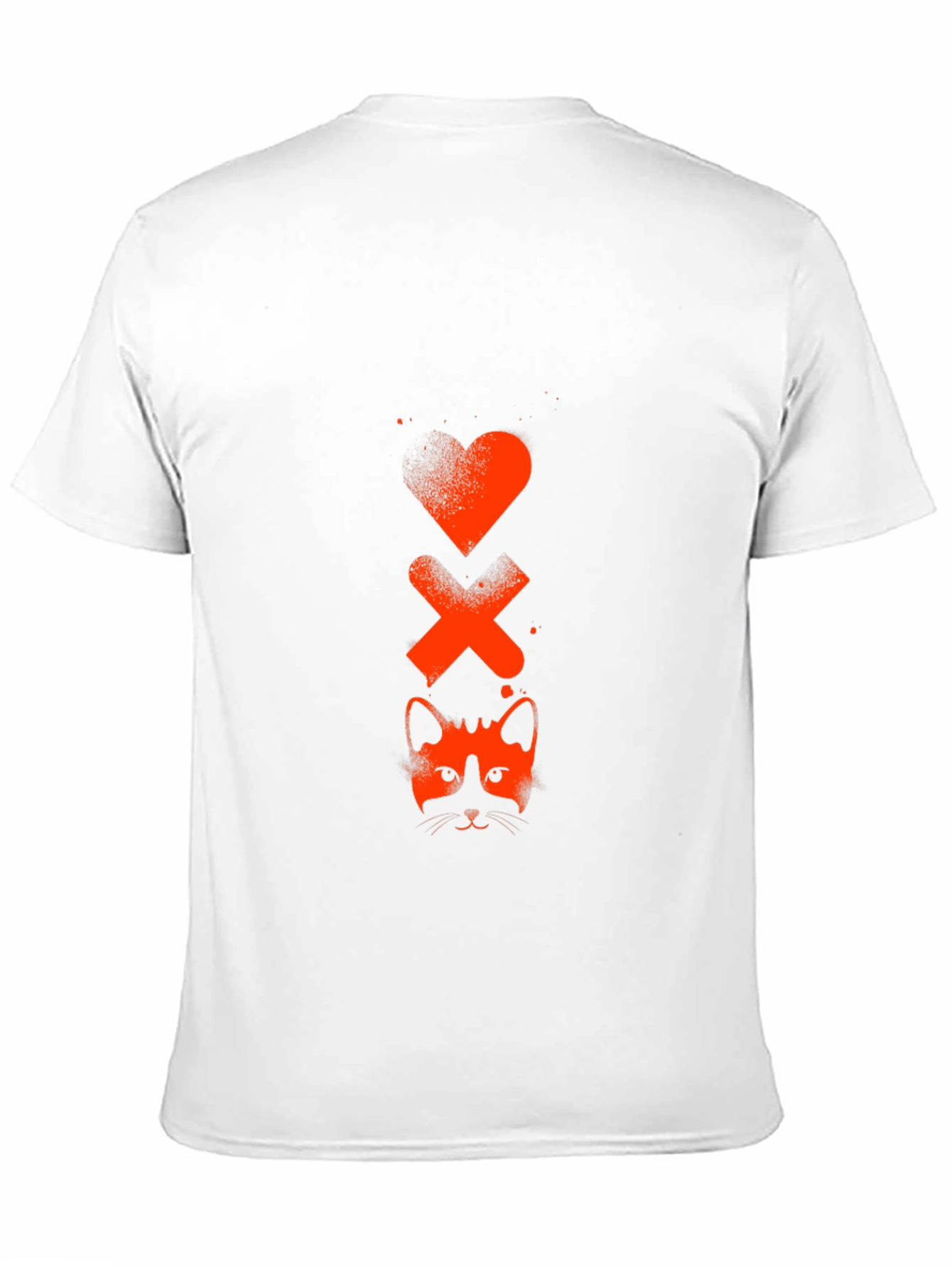 Heart Xs & Cat Face Graphic Tee - Black