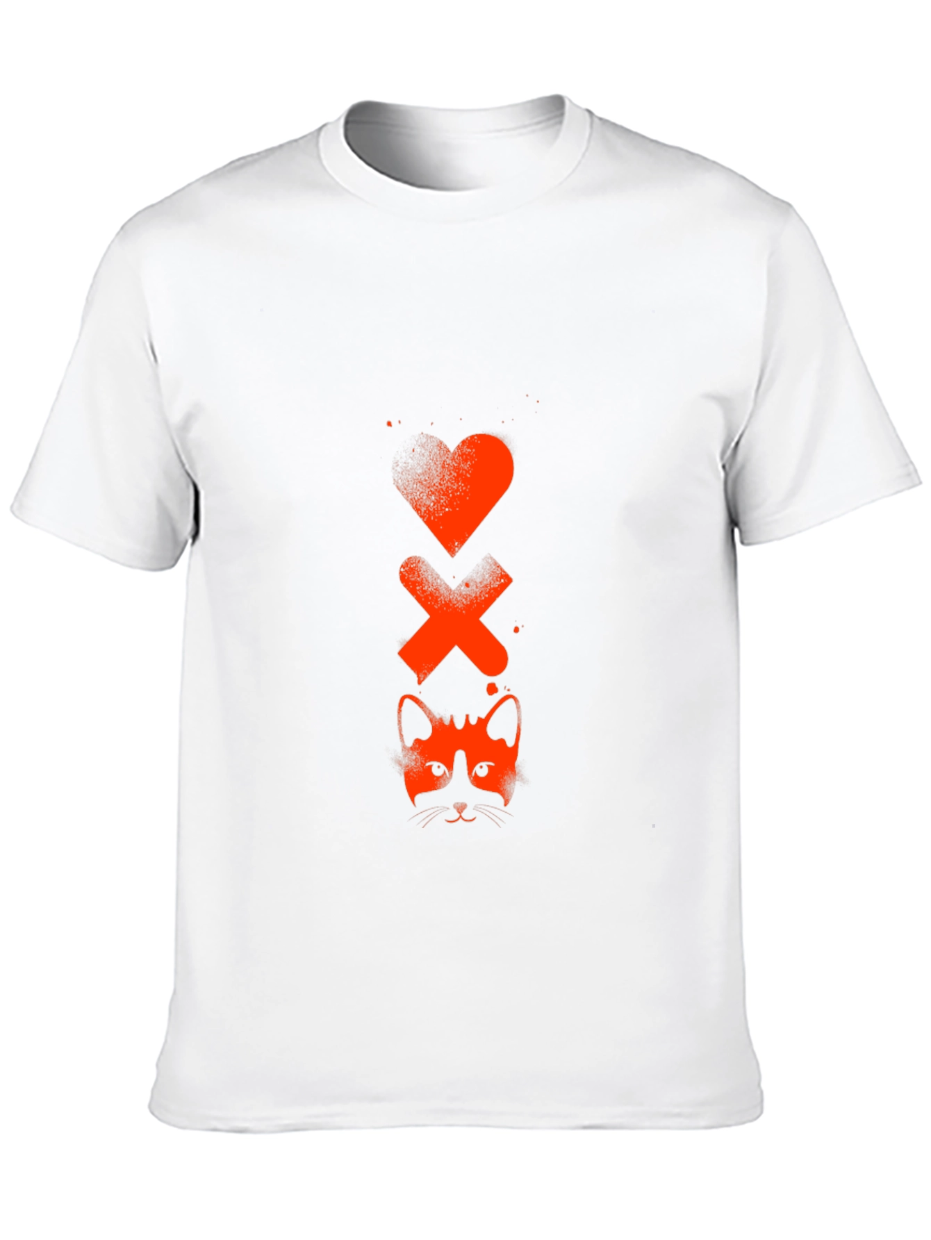 Heart Xs & Cat Face Graphic Tee - Black