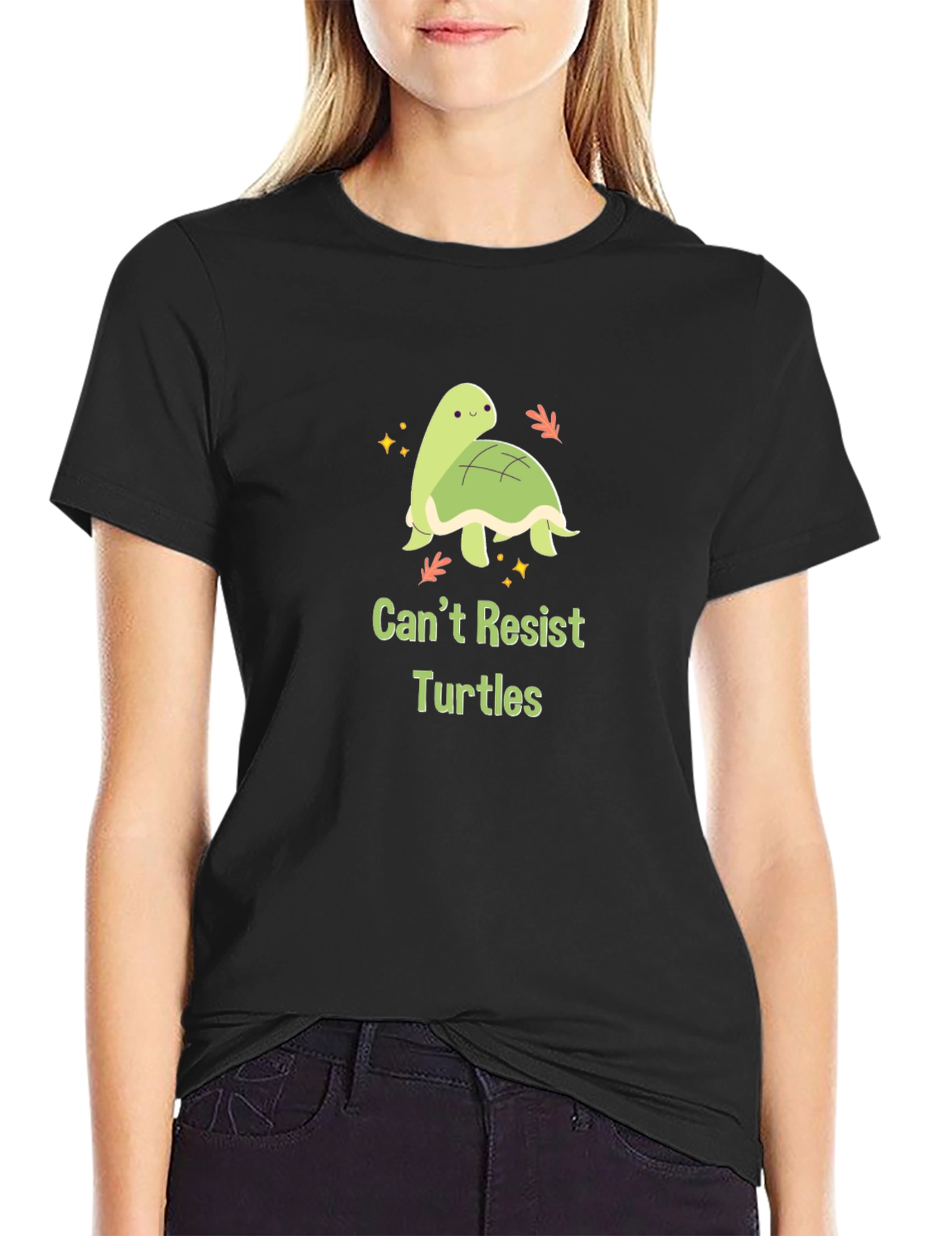 Cute Turtle Graphic Tee - Cant Resist Turtles