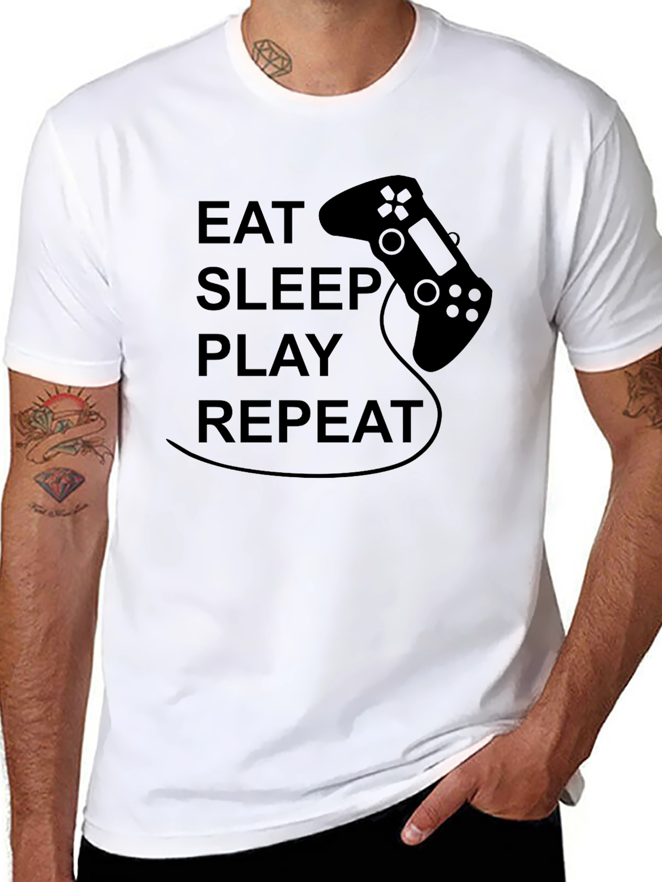 Eat Sleep Play Repeat Black Gamer T-Shirt