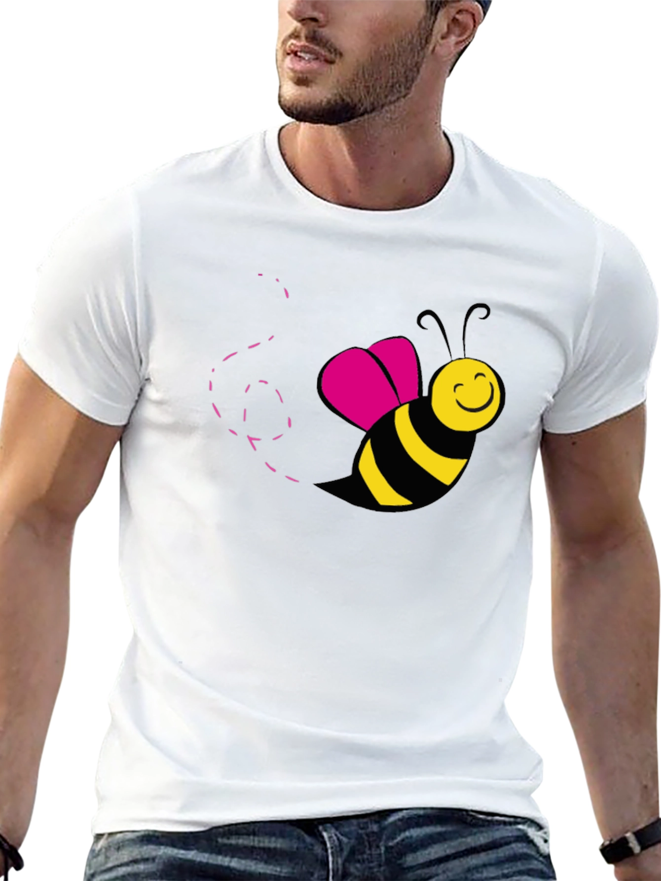 Bee Happy Graphic T-Shirt - Black Cotton Tee