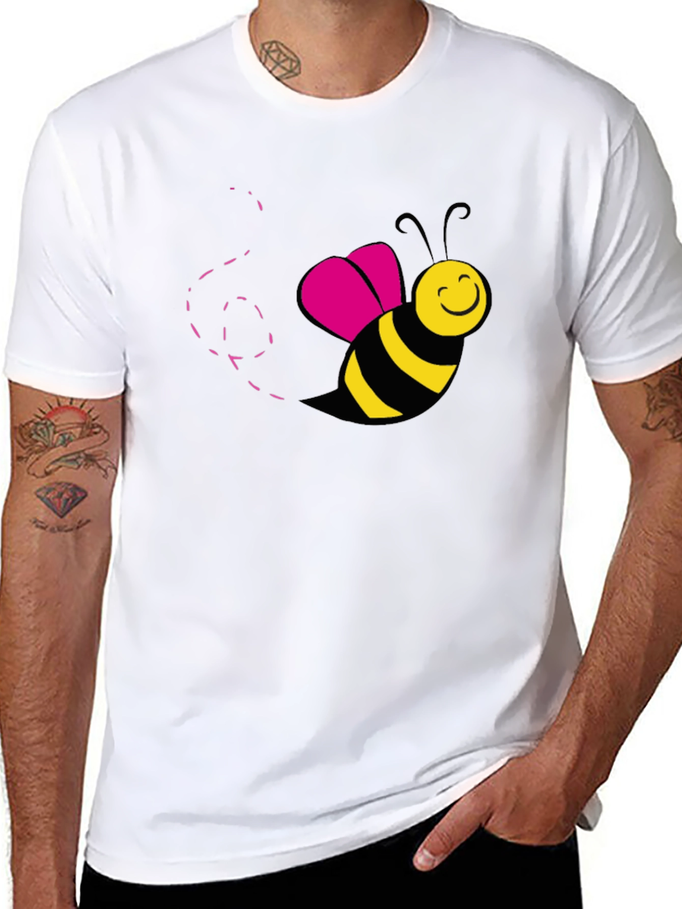 Bee Happy Graphic T-Shirt - Black Cotton Tee