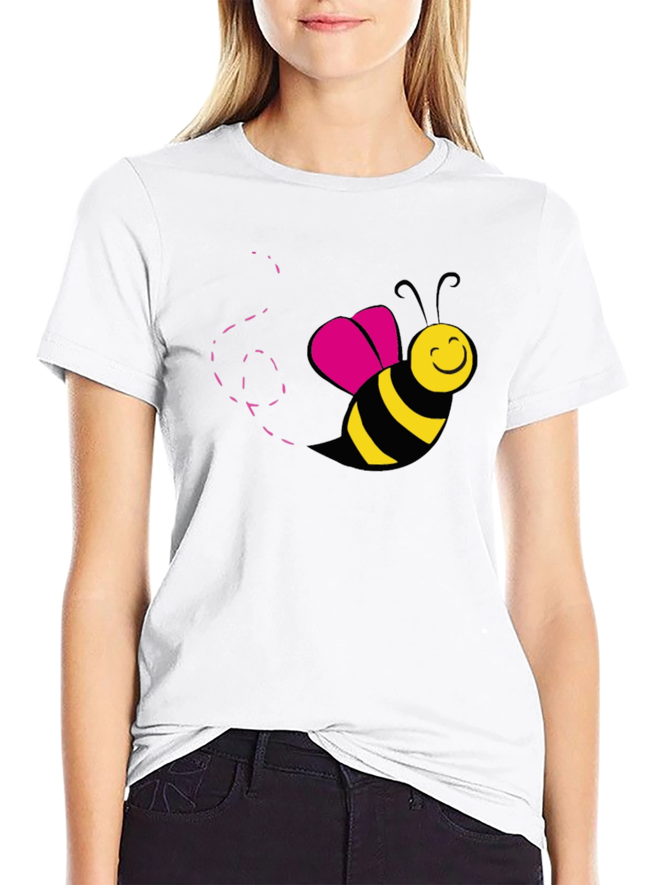 Bee Happy Graphic T-Shirt - Black Cotton Tee