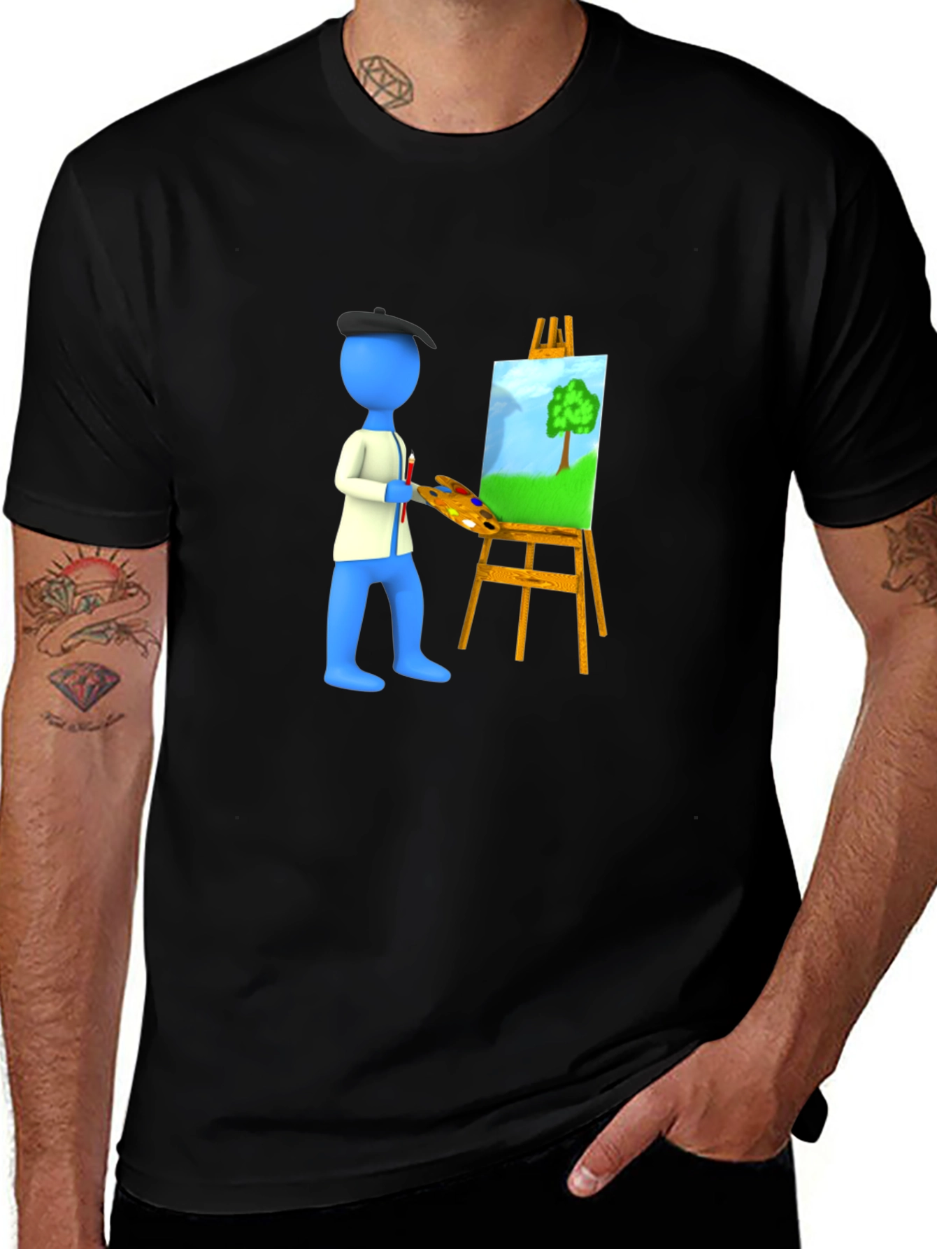 Artist Graphic Tee - Black Cotton Blend T-Shirt