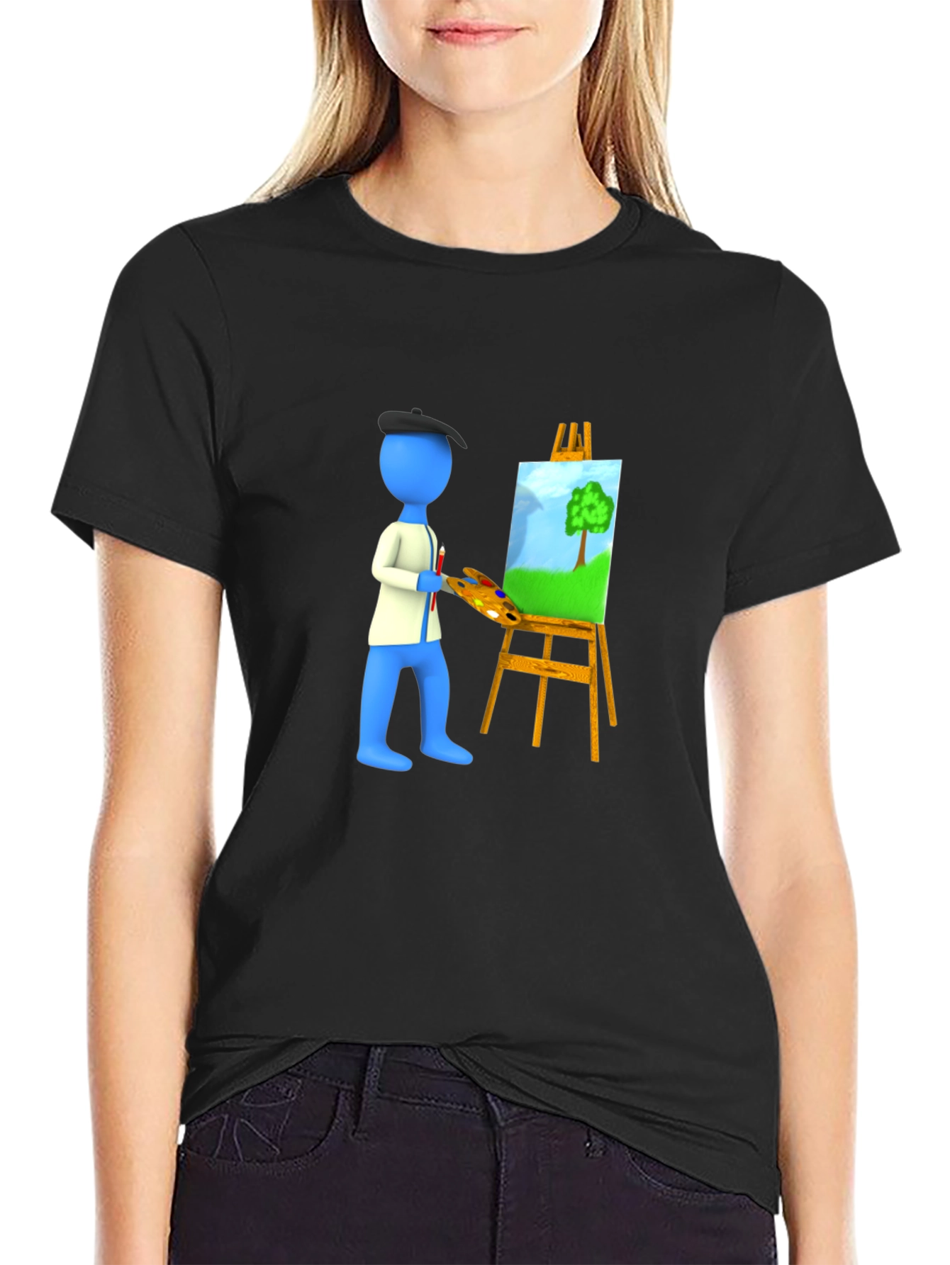 Artist Graphic Tee - Black Cotton Blend T-Shirt