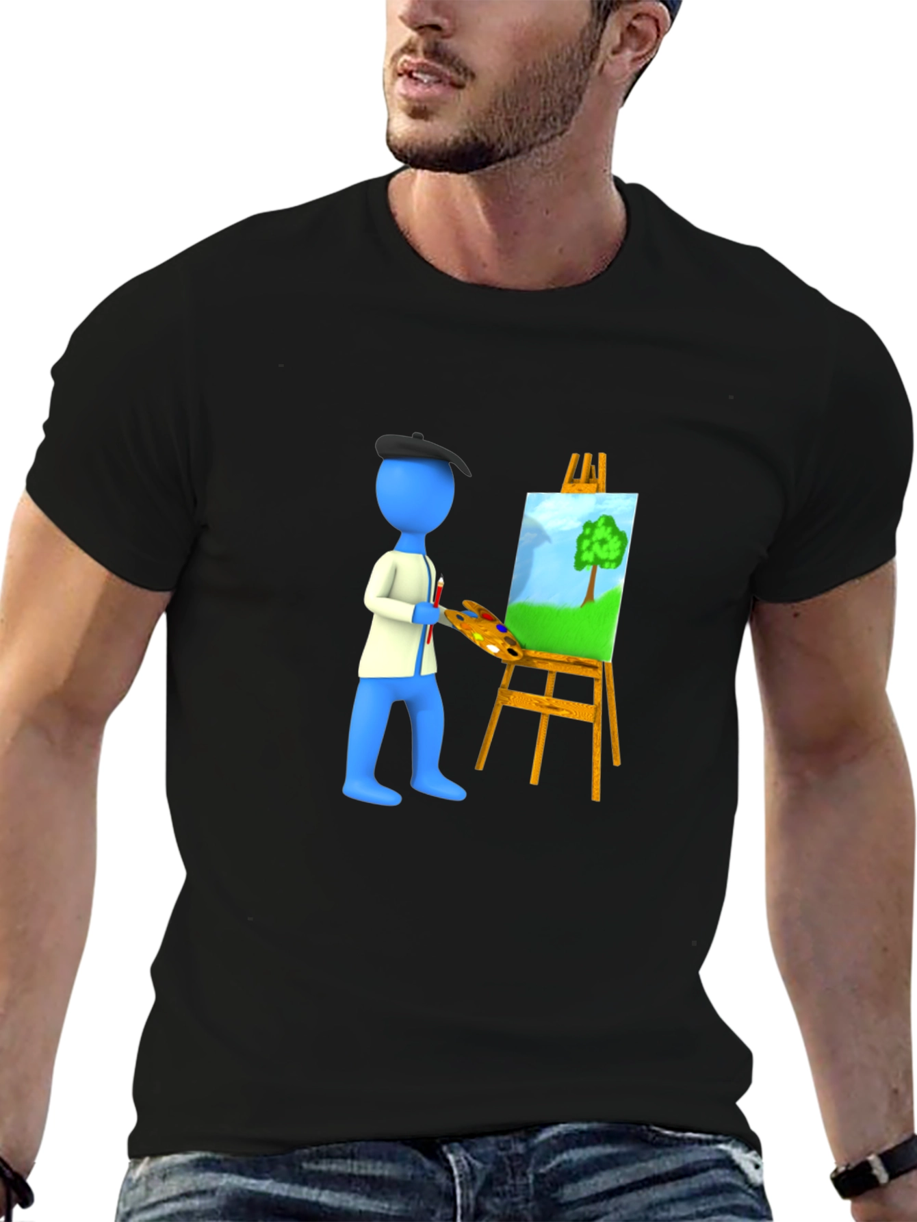 Artist Graphic Tee - Black Cotton Blend T-Shirt