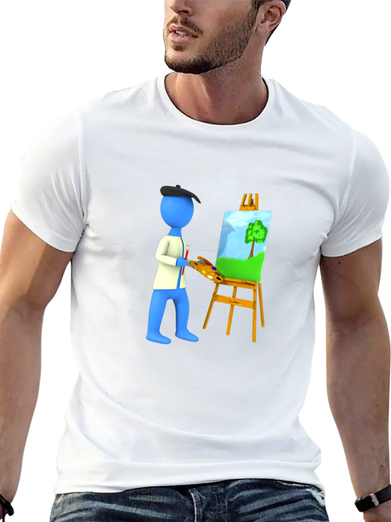Artist Graphic Tee - Black Cotton Blend T-Shirt