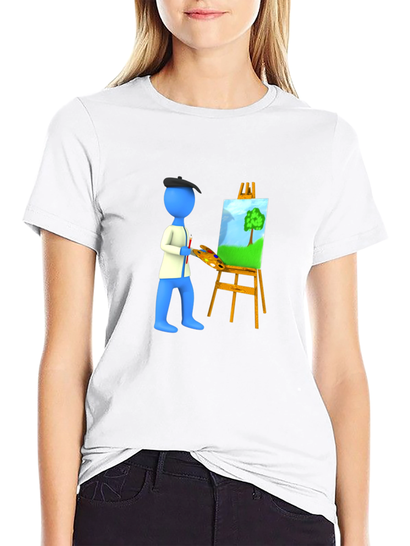 Artist Graphic Tee - Black Cotton Blend T-Shirt