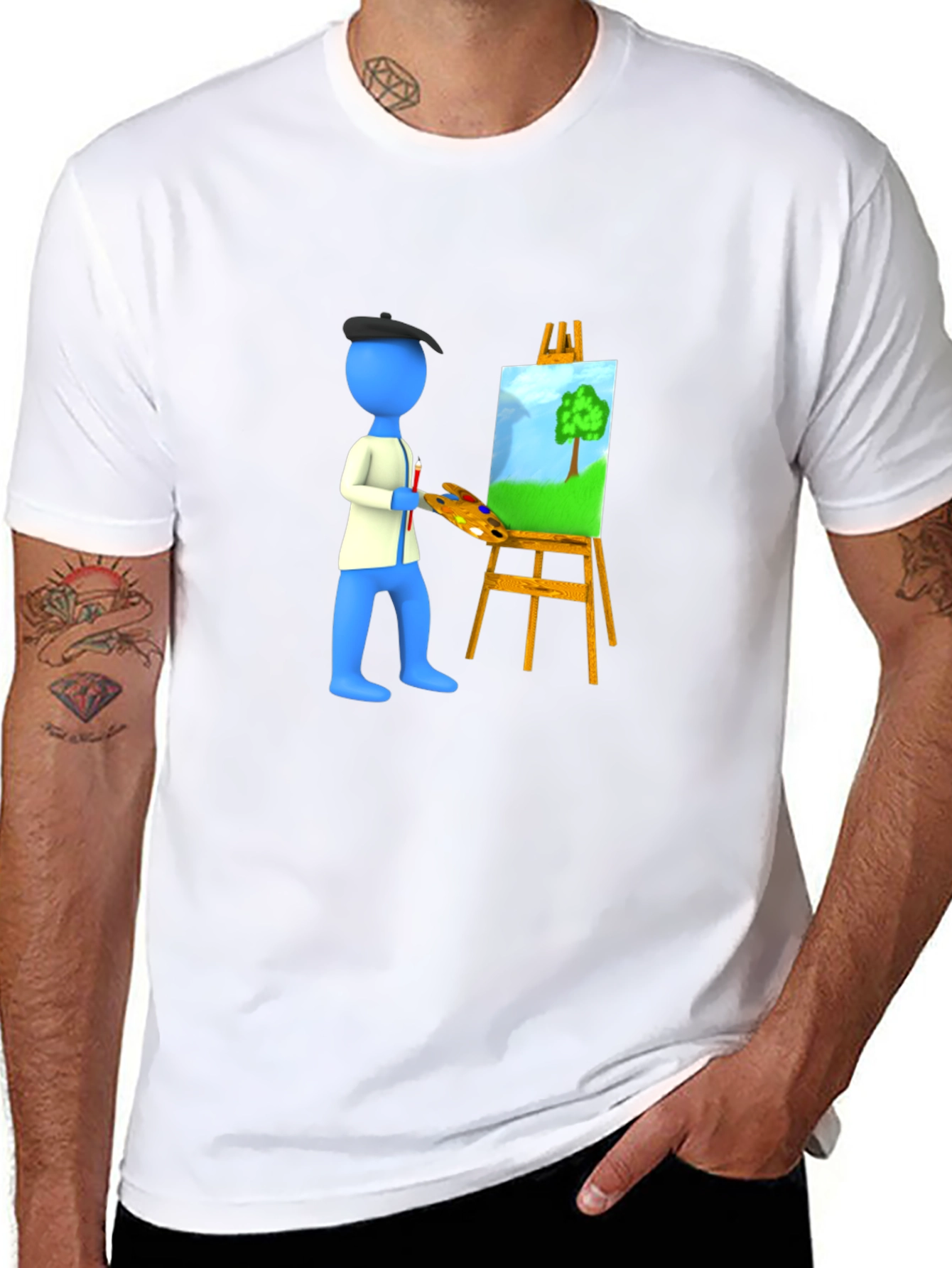 Artist Graphic Tee - Black Cotton Blend T-Shirt
