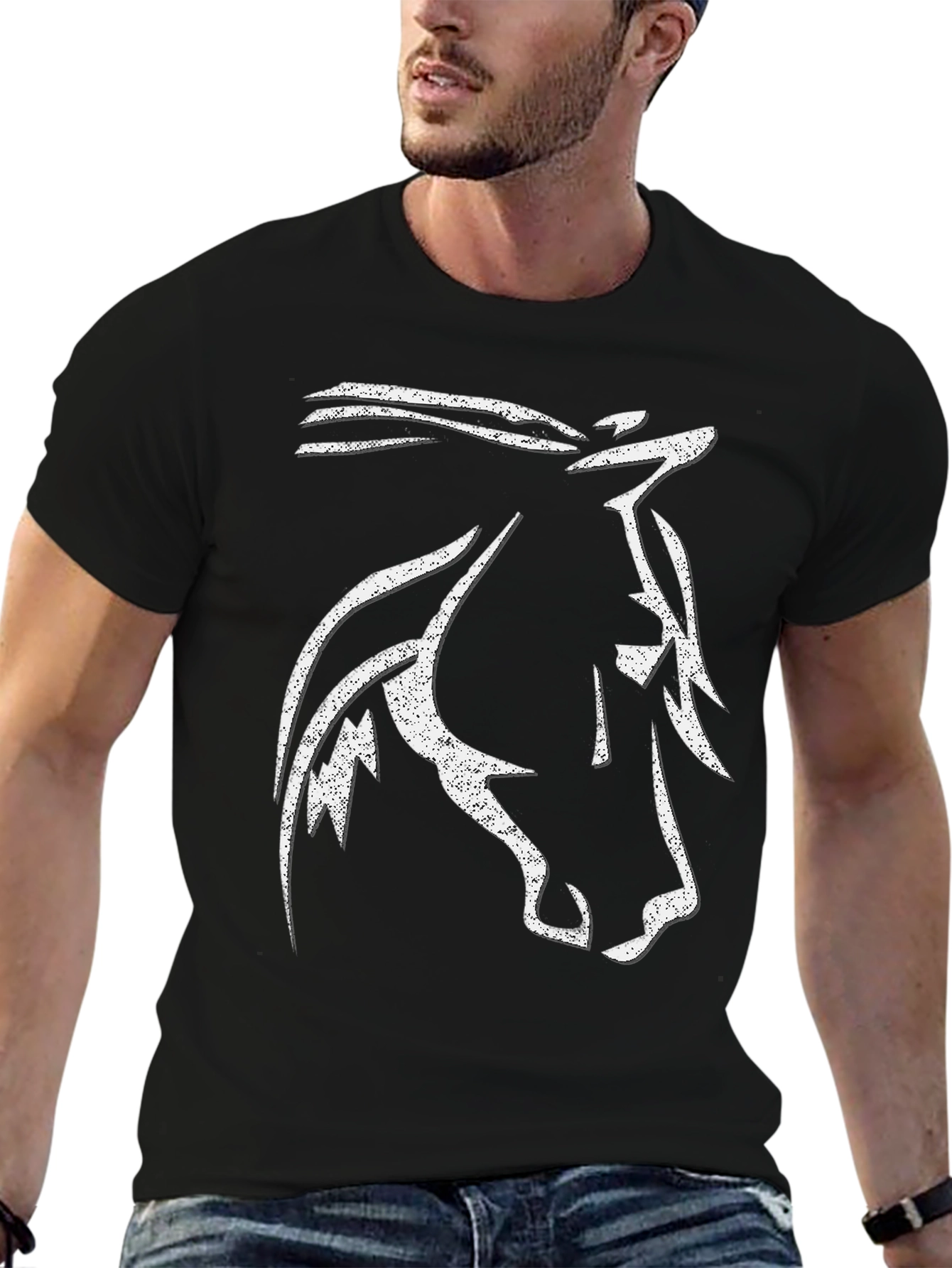 Horse Head Graphic Tee - Mens Black T-Shirt