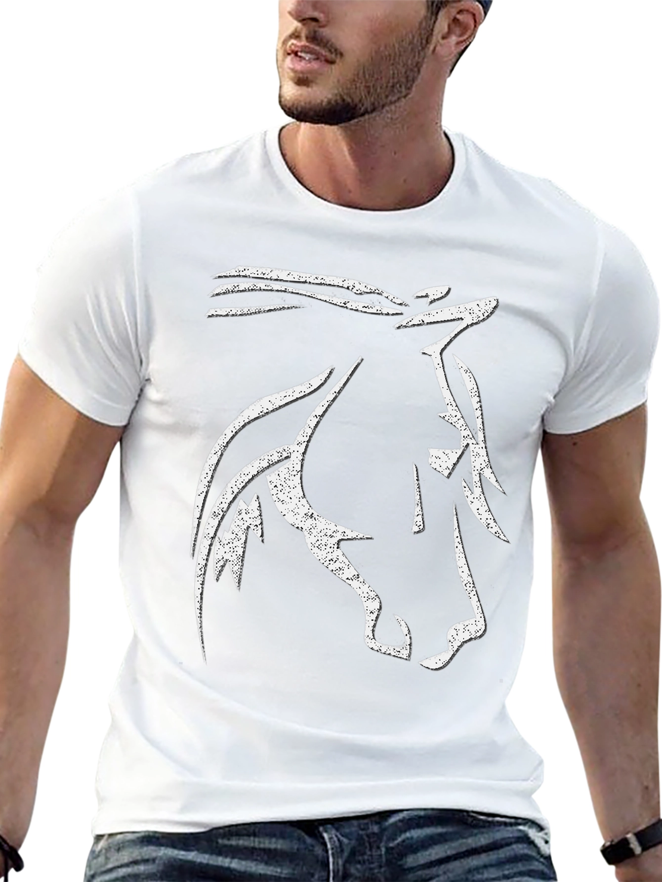 Horse Head Graphic Tee - Mens Black T-Shirt