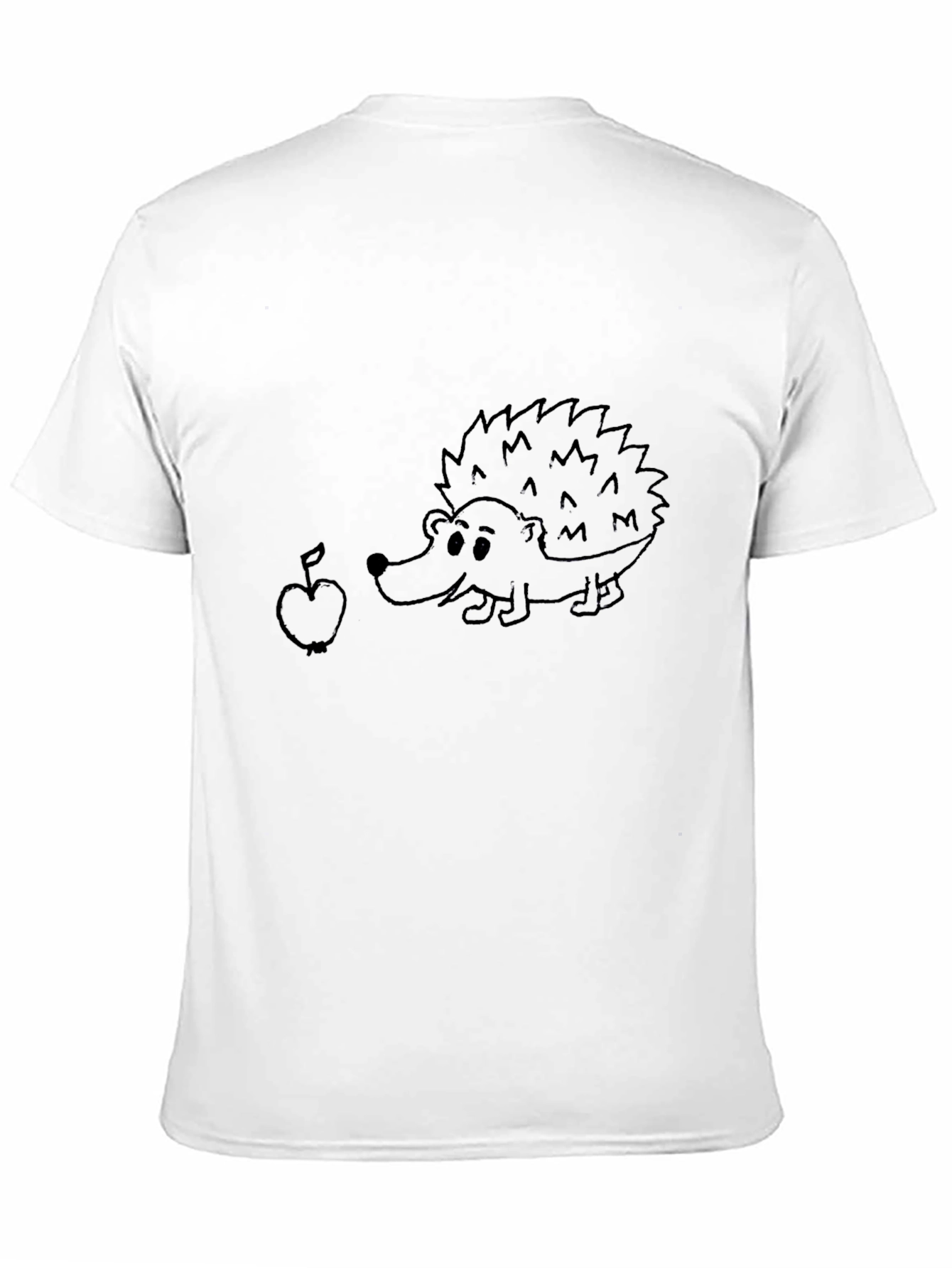 Cute Hedgehog & Apple Graphic Tee - Black