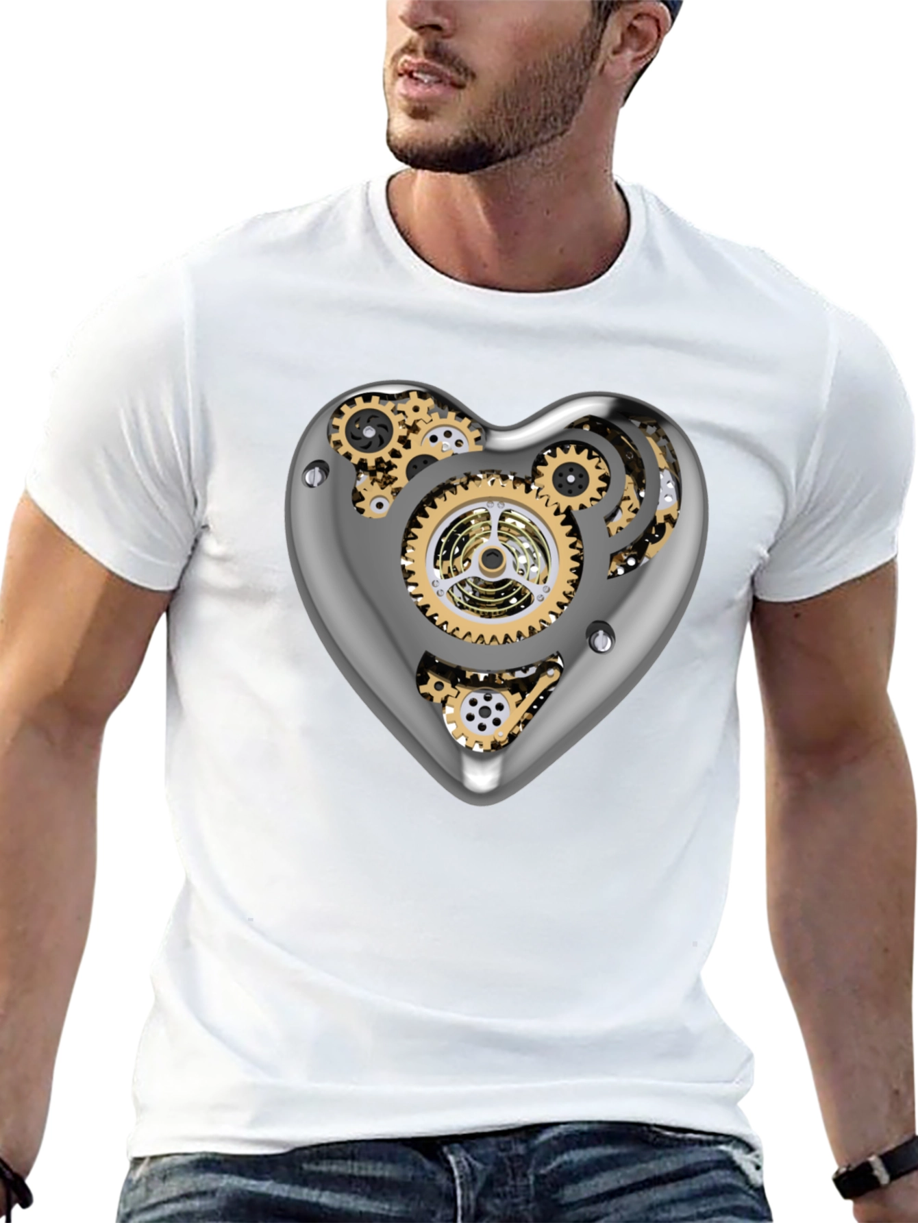 Steampunk Heart Gear T-Shirt - Unique Mechanic Design
