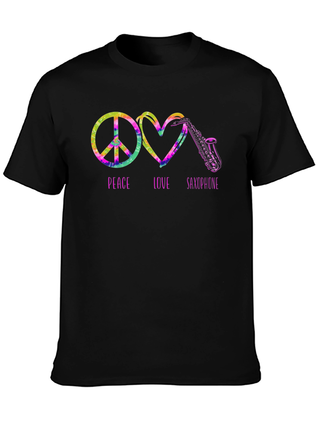 Peace Love Saxophone Graphic T-Shirt