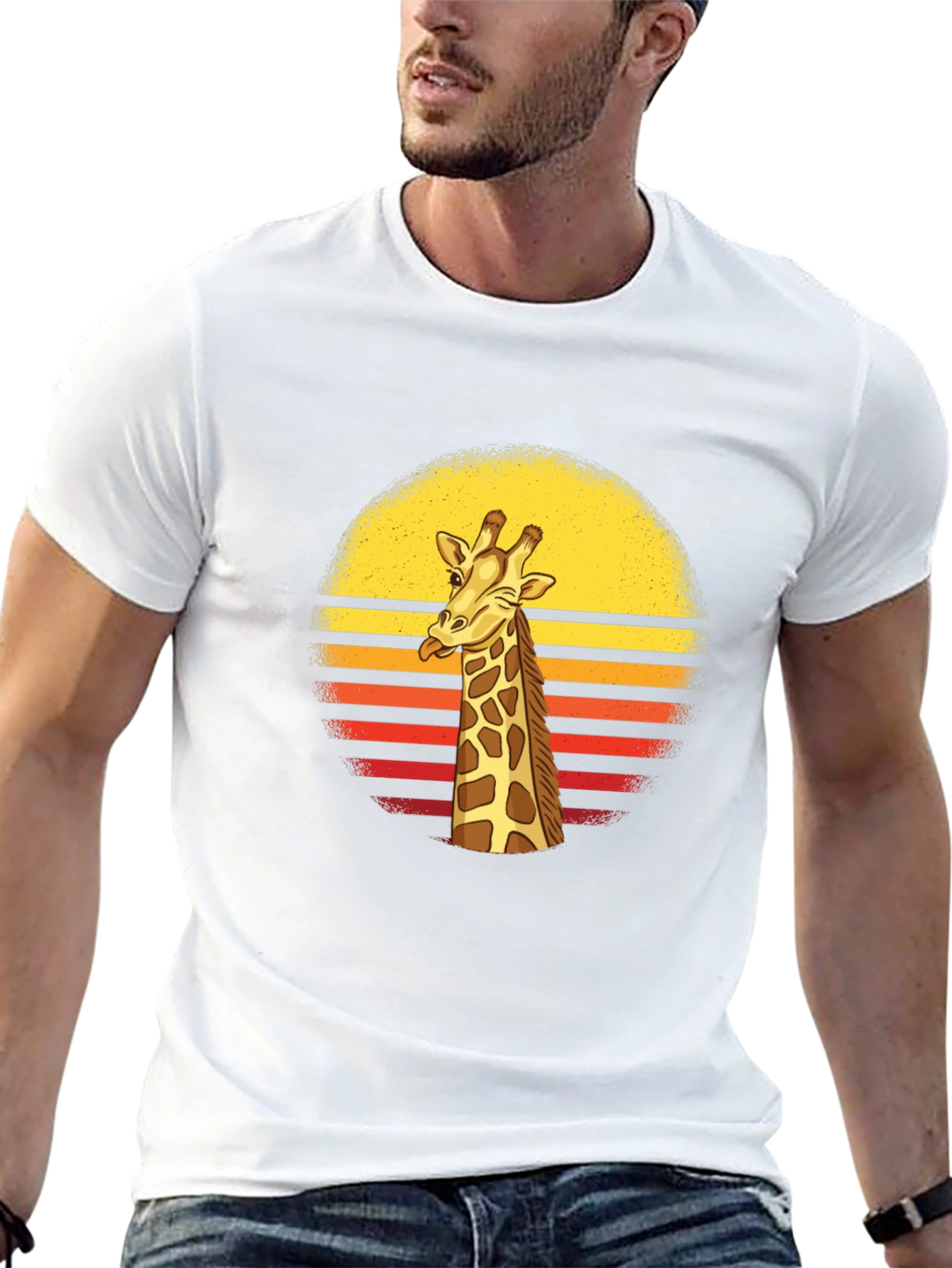 Giraffe Sunset Graphic T-Shirt