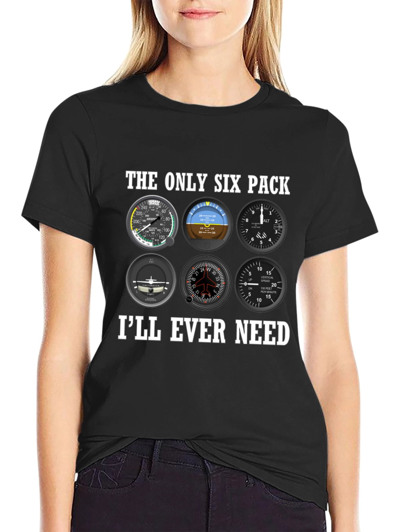 Pilot Six Pack T-Shirt - Aviation Instrument Panel Tee