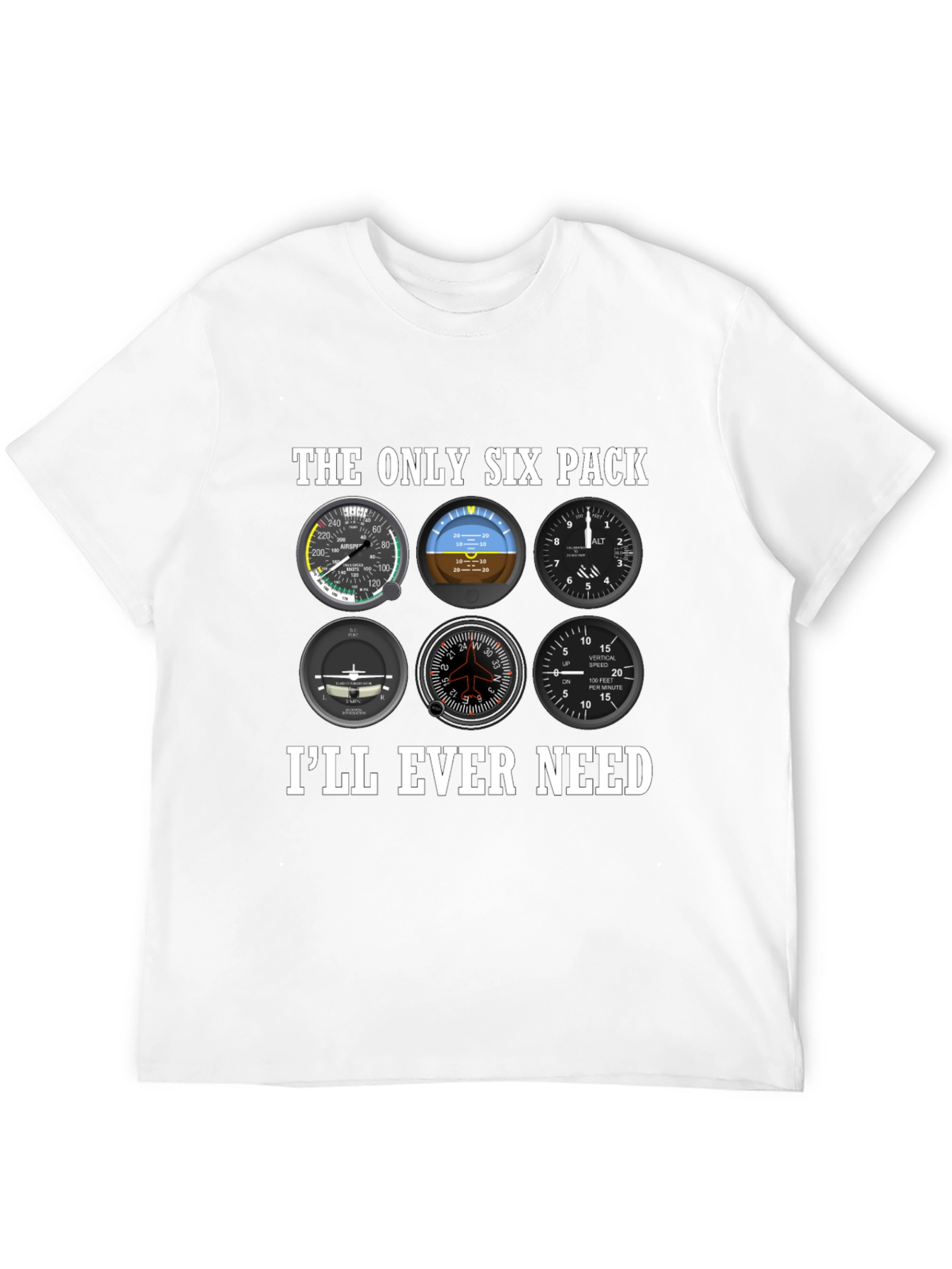 Pilot Six Pack T-Shirt - Aviation Instrument Panel Tee
