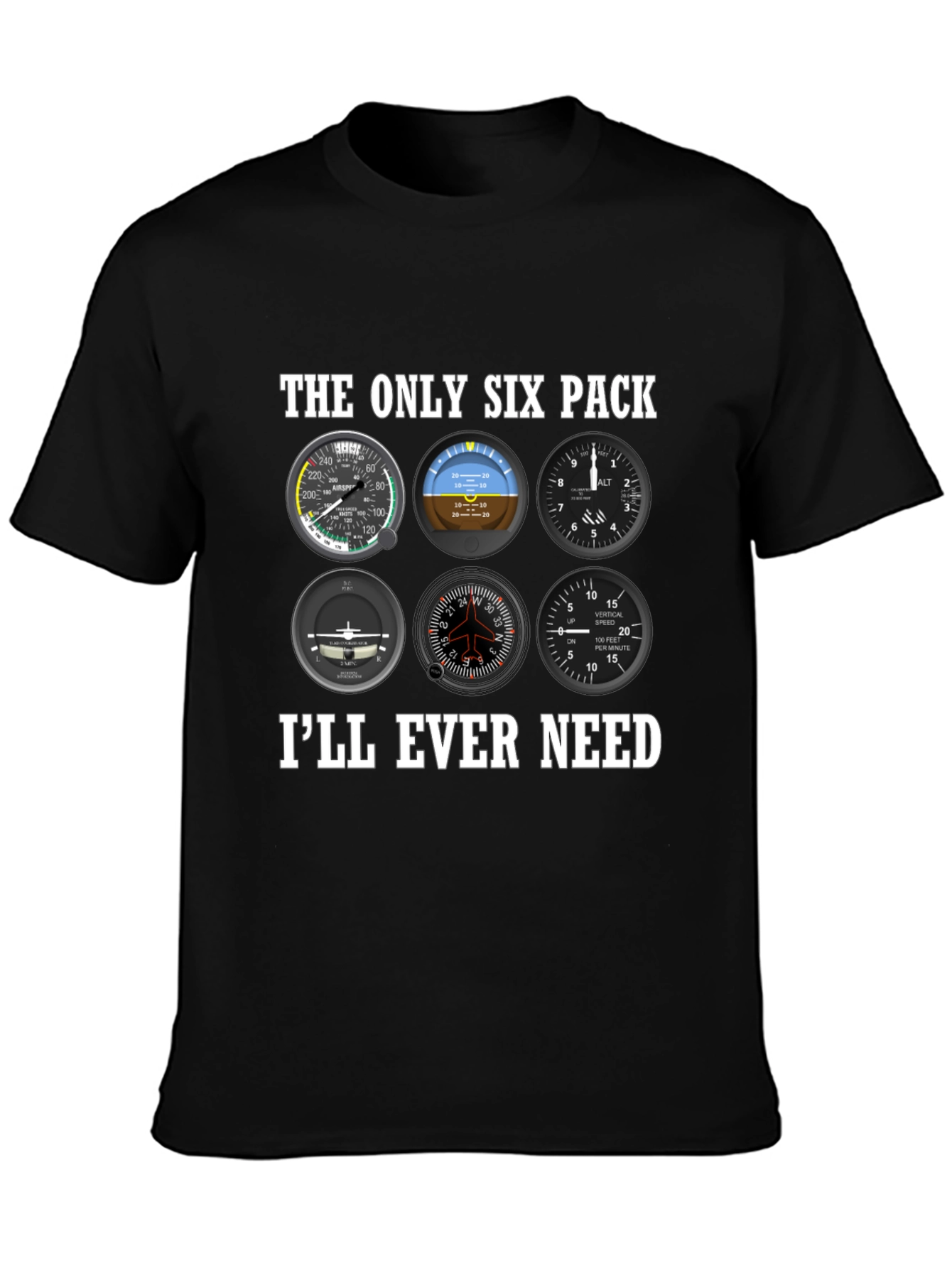 Pilot Six Pack T-Shirt - Aviation Instrument Panel Tee