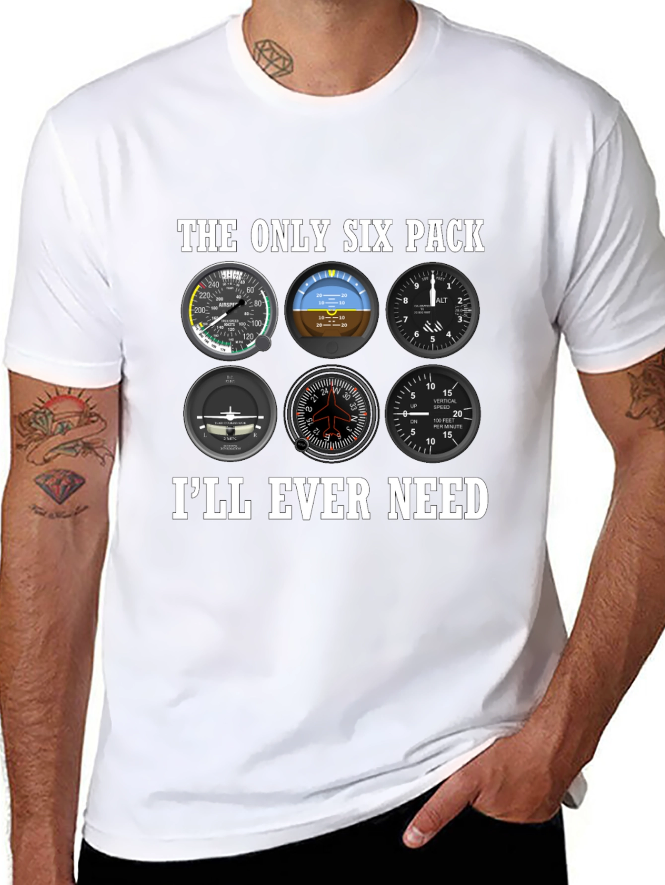 Pilot Six Pack T-Shirt - Aviation Instrument Panel Tee