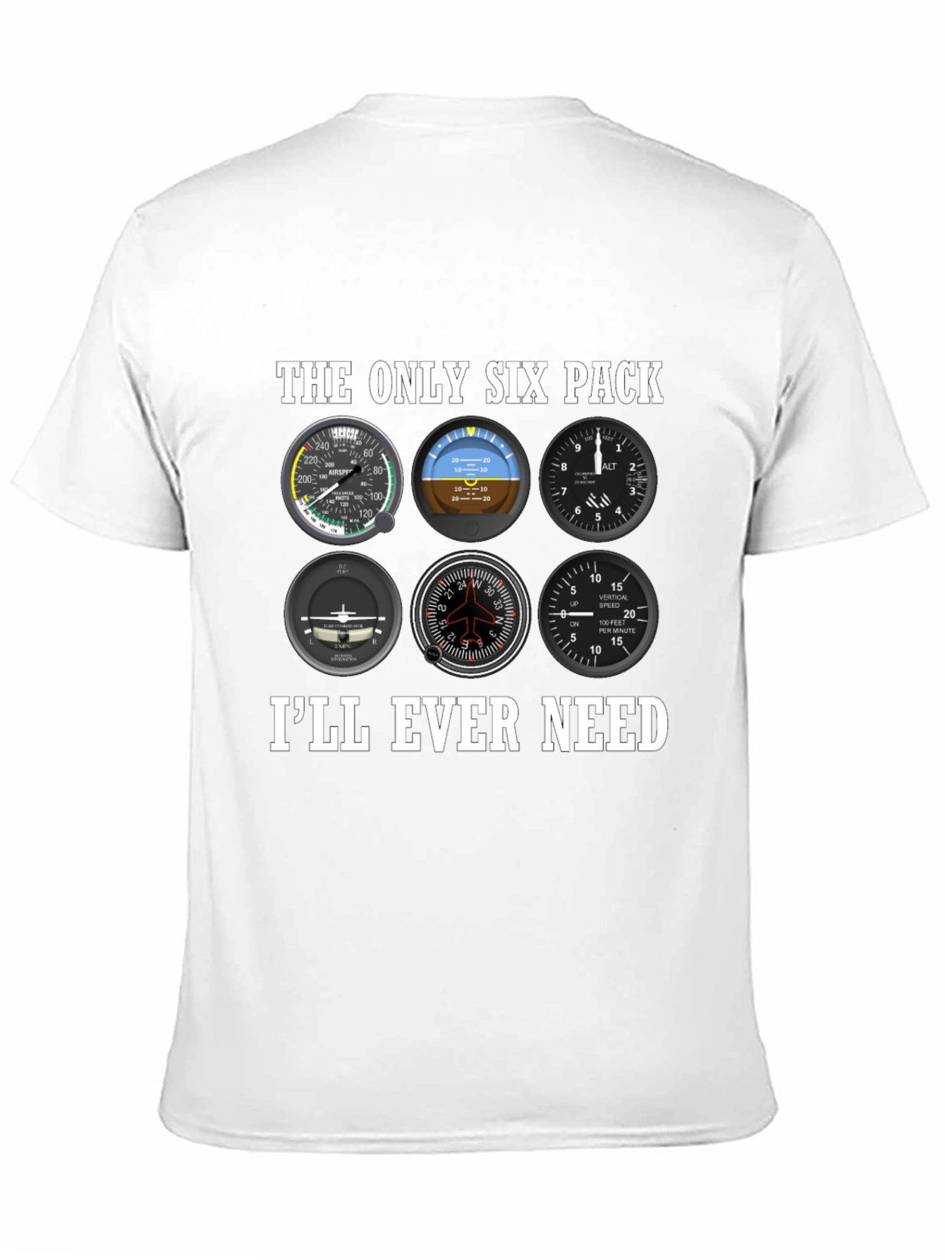 Pilot Six Pack T-Shirt - Aviation Instrument Panel Tee