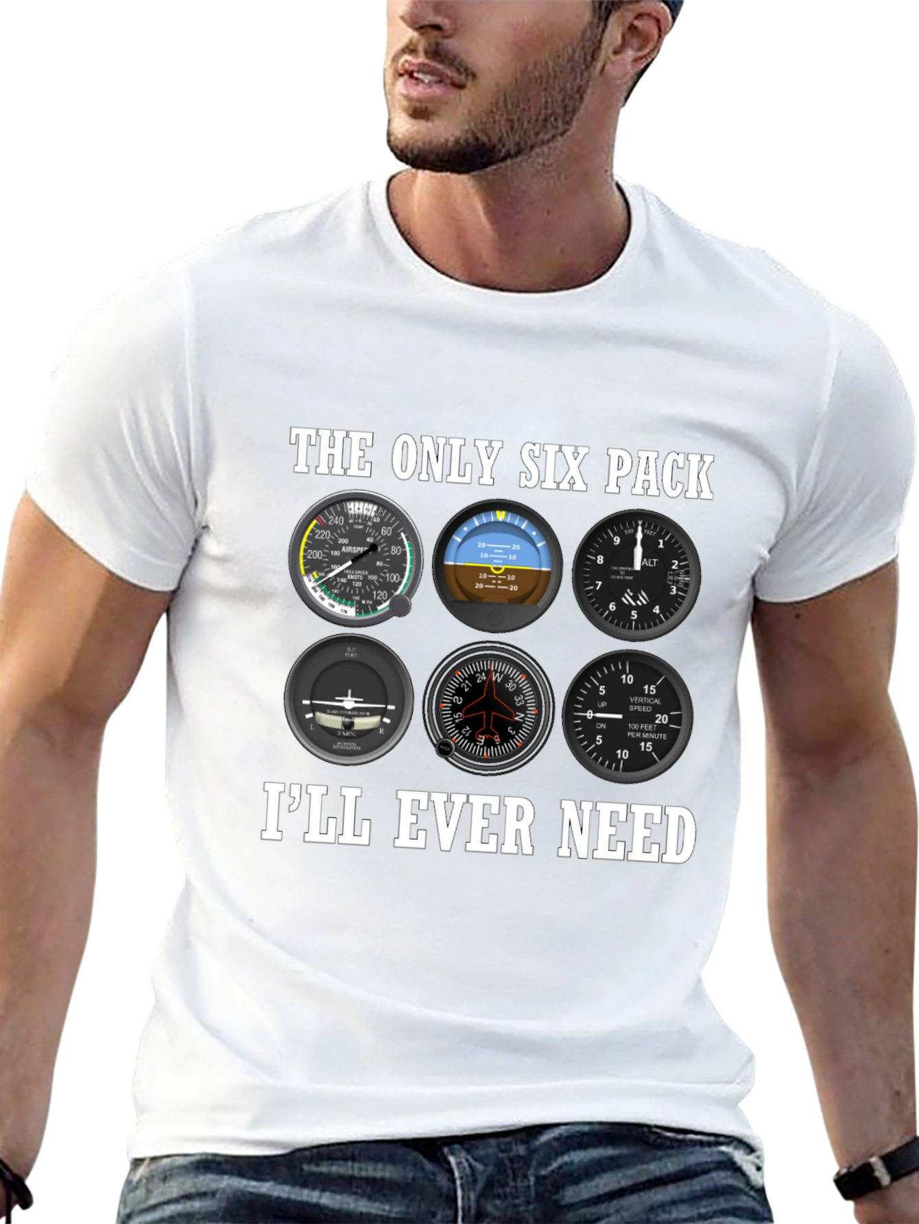 Pilot Six Pack T-Shirt - Aviation Instrument Panel Tee