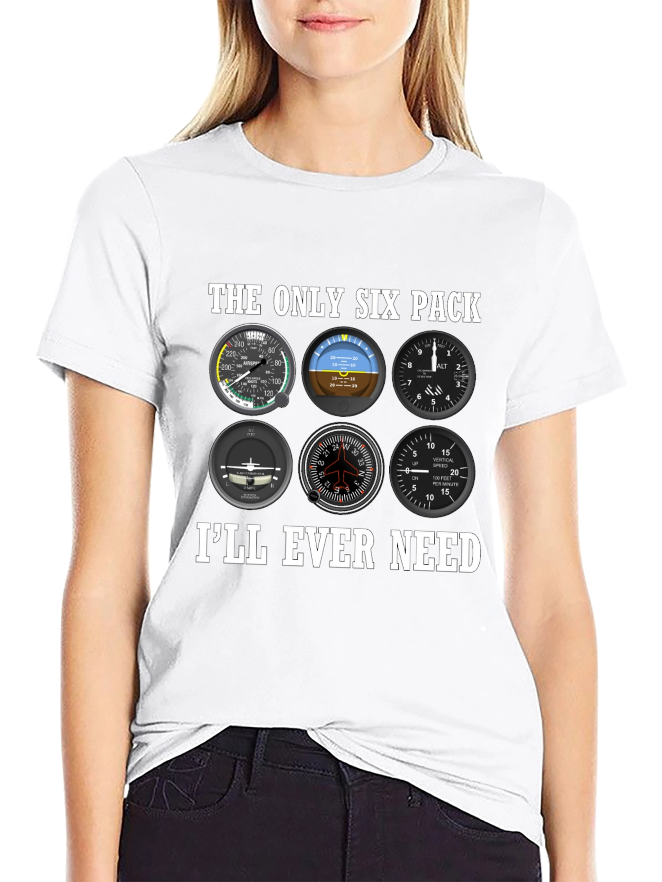 Pilot Six Pack T-Shirt - Aviation Instrument Panel Tee