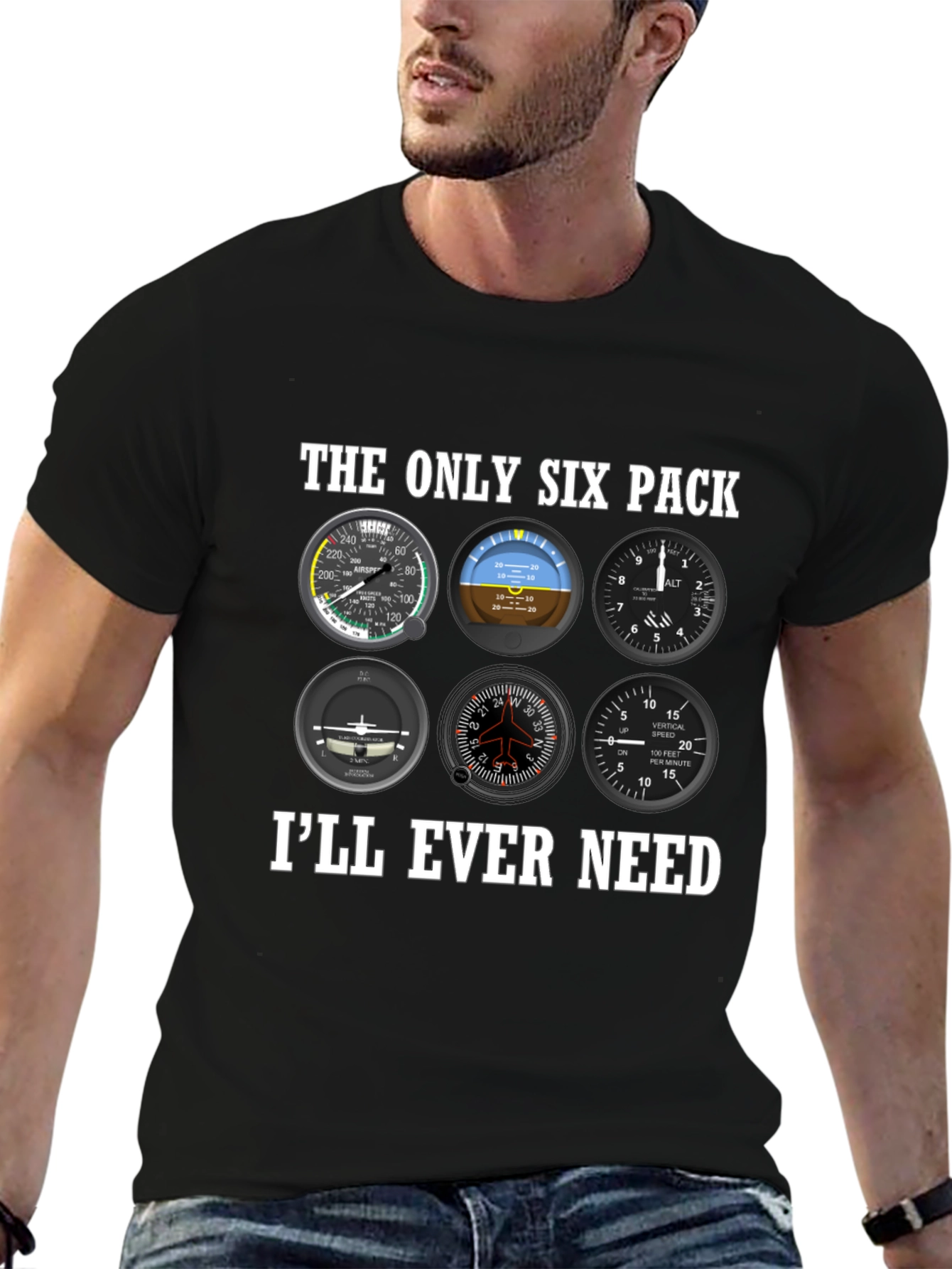 Pilot Six Pack T-Shirt - Aviation Instrument Panel Tee