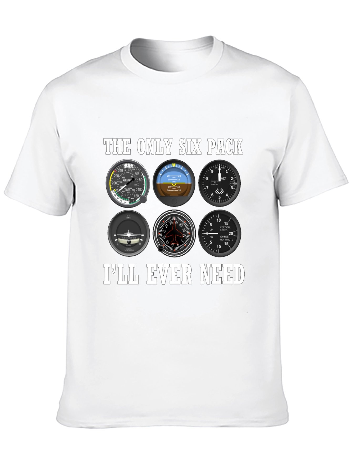 Pilot Six Pack T-Shirt - Aviation Instrument Panel Tee