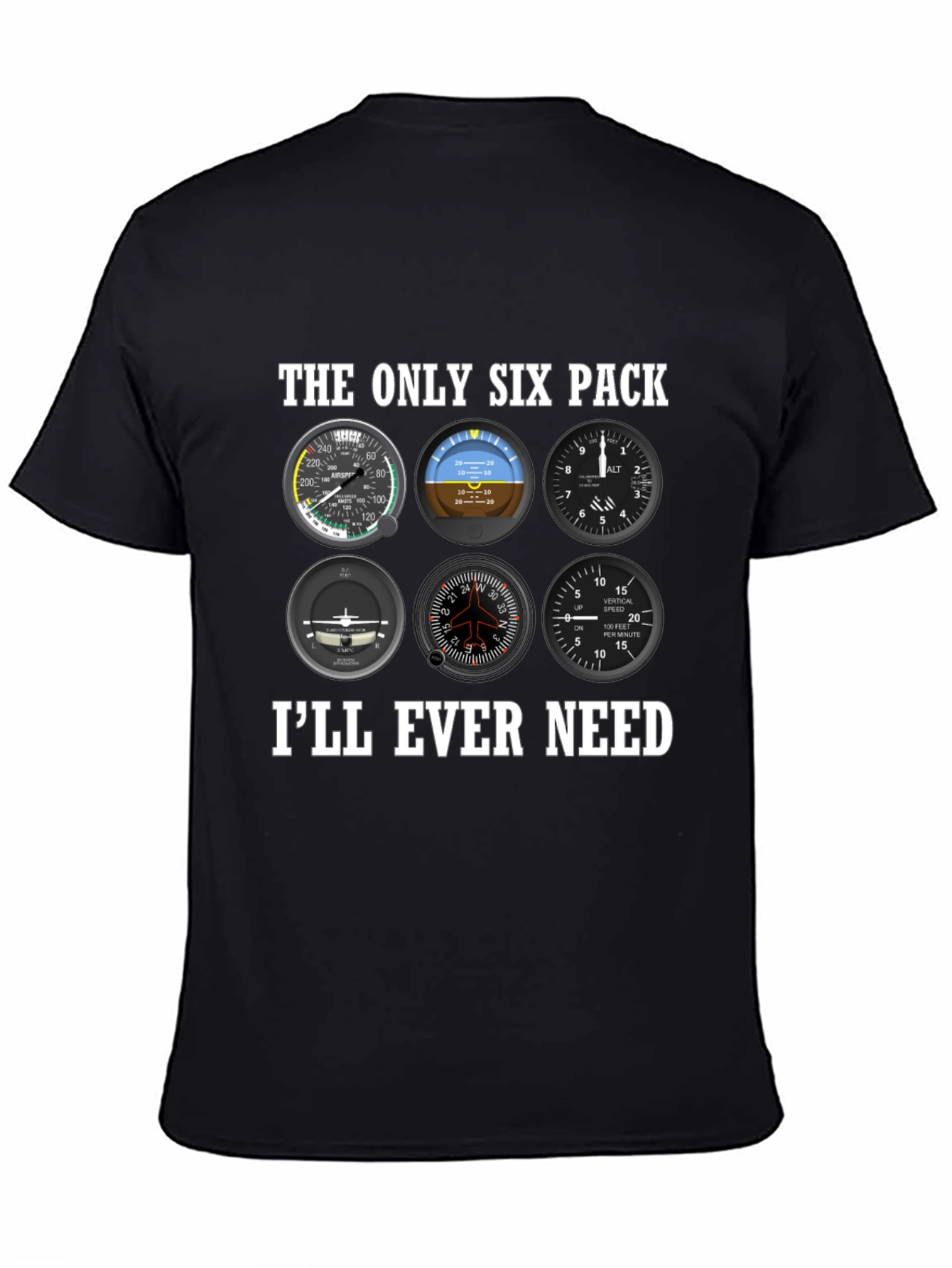 Pilot Six Pack T-Shirt - Aviation Instrument Panel Tee