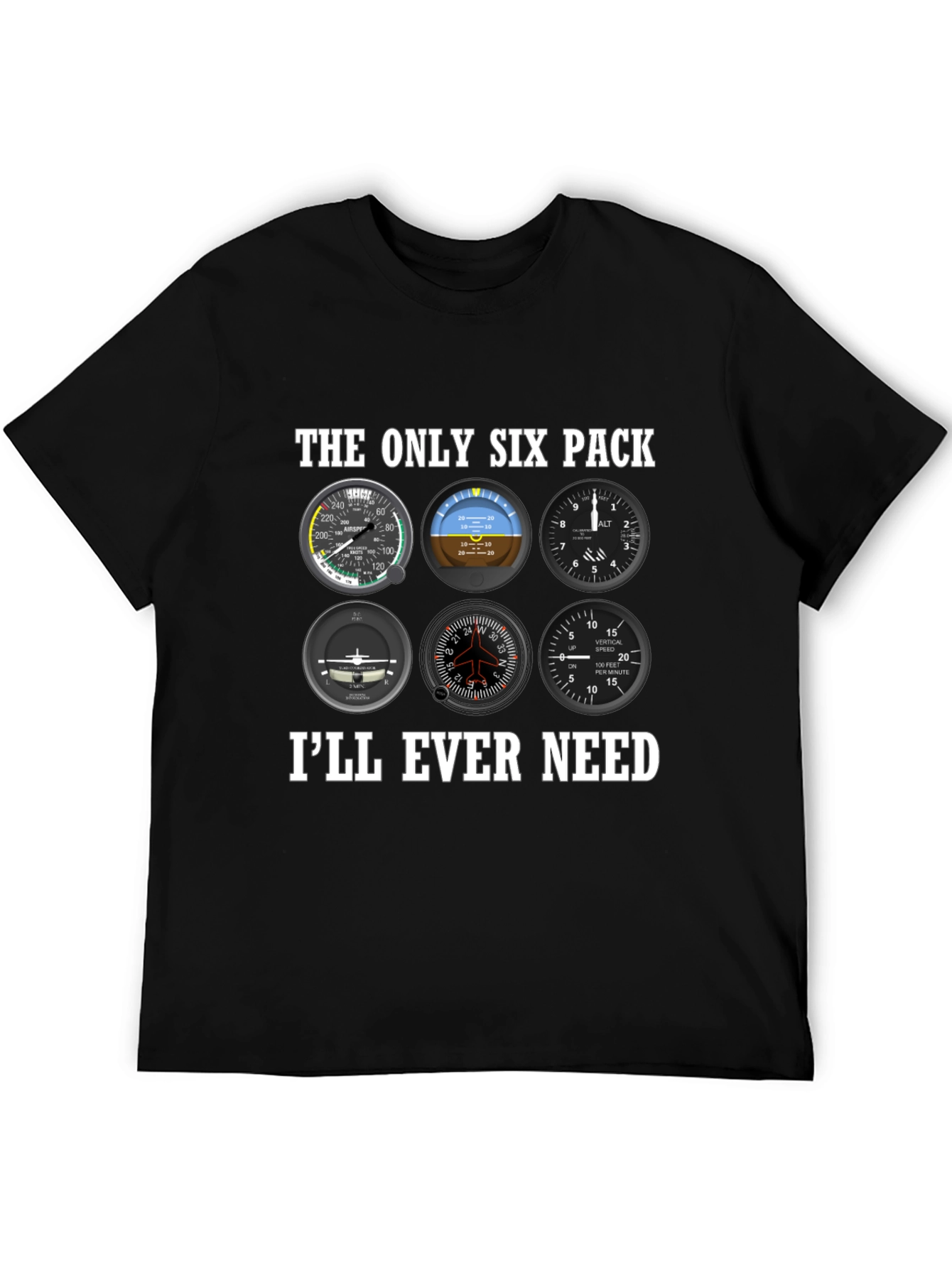 Pilot Six Pack T-Shirt - Aviation Instrument Panel Tee
