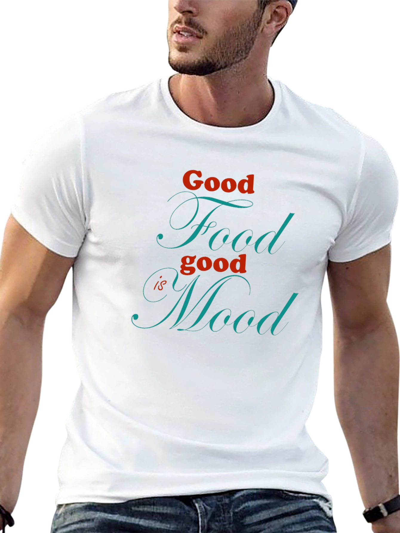 Good Food Good Mood Black Graphic T-Shirt