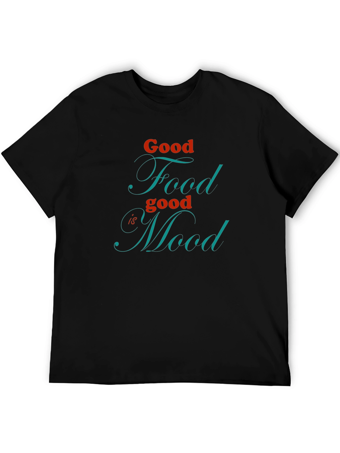 Good Food Good Mood Black Graphic T-Shirt
