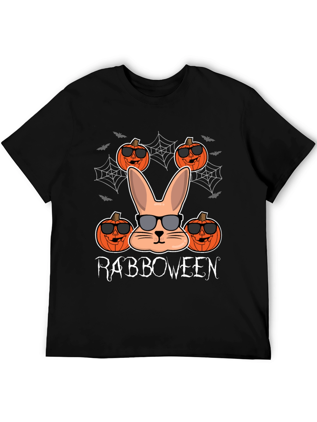 Rabboween Black T-Shirt | Halloween Rabbit Pumpkin Design