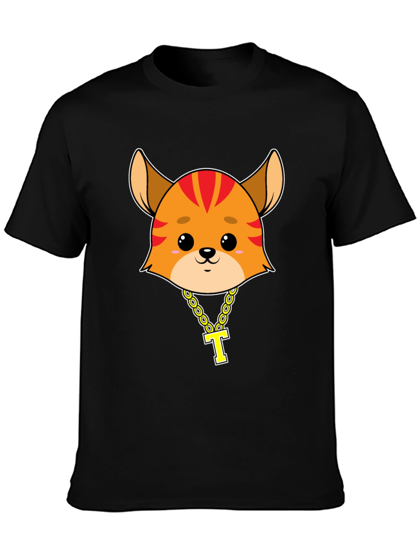Cute Cartoon Animal Tee with Gold Chain