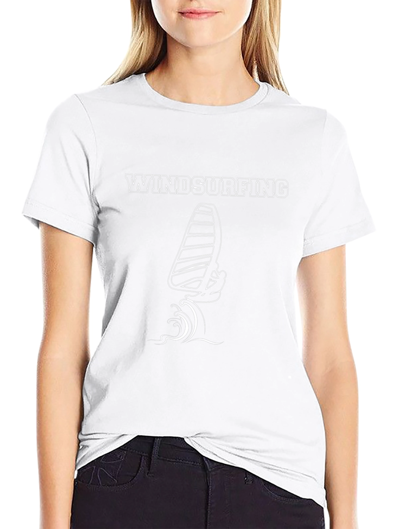 Windsurfing Graphic Tee - Black Cotton T-Shirt