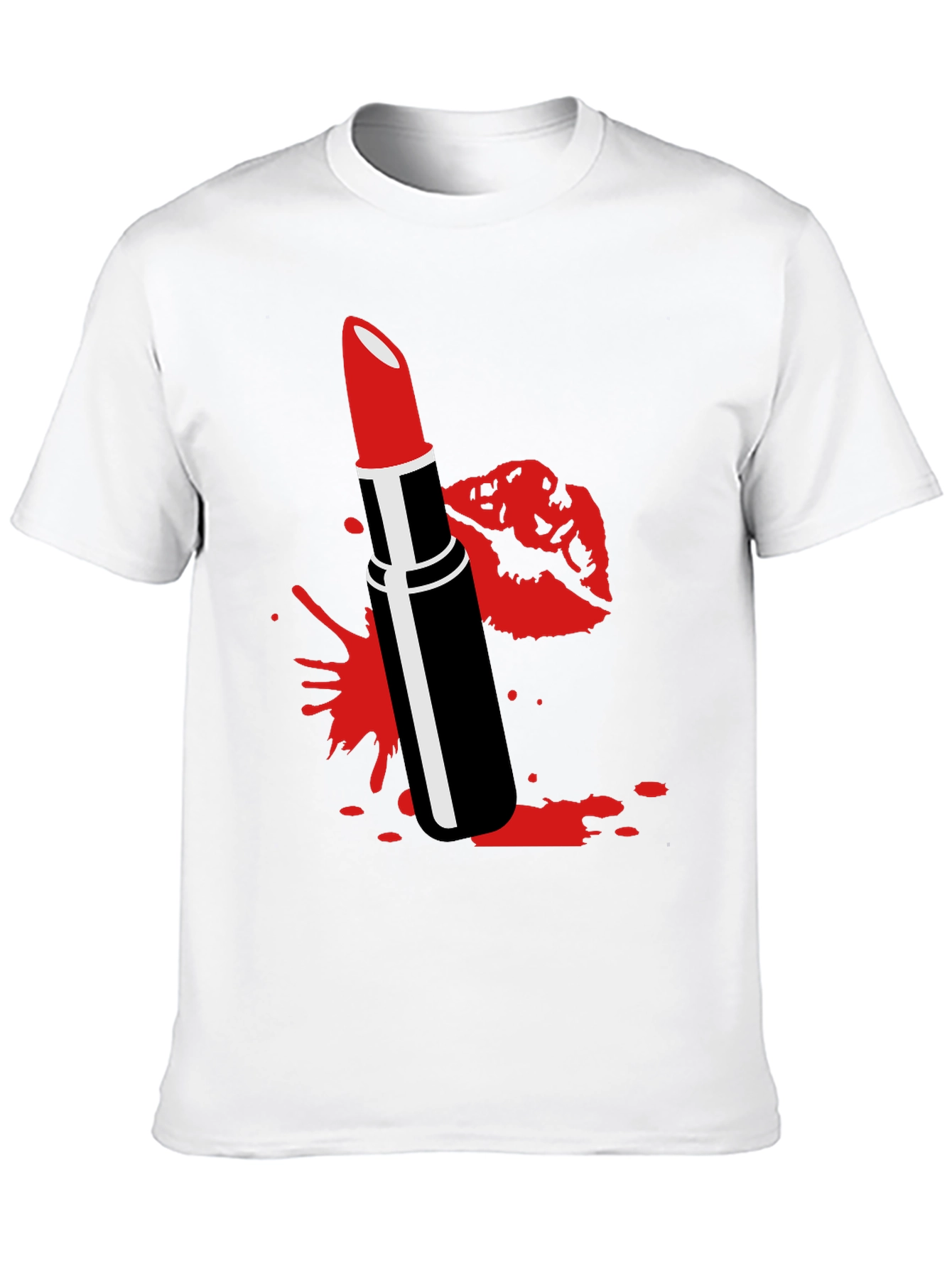Red Lipstick Kiss Black Tee