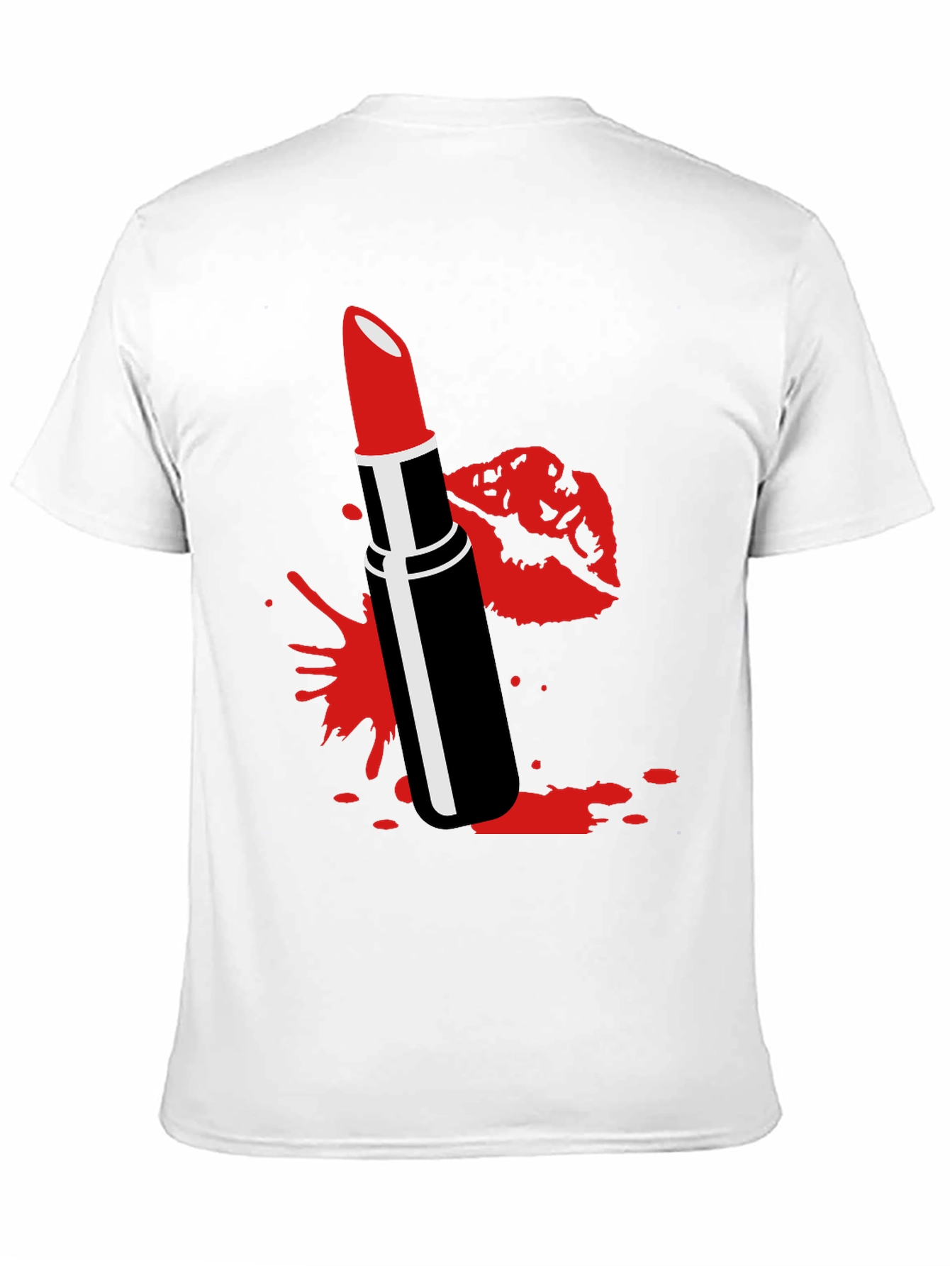 Red Lipstick Kiss Black Tee