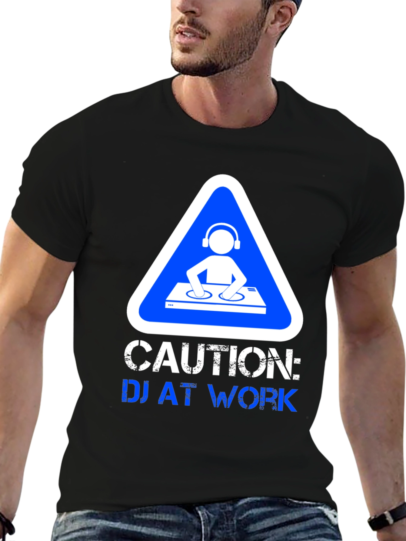 Caution DJ at Work Graphic T-Shirt