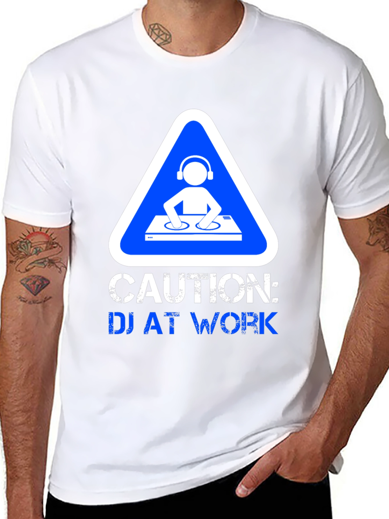 Caution DJ at Work Graphic T-Shirt