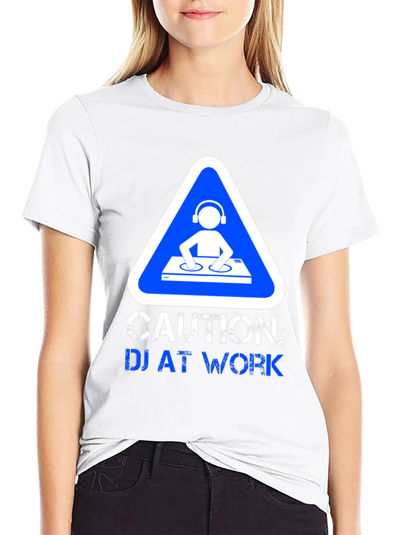 Caution DJ at Work Graphic T-Shirt