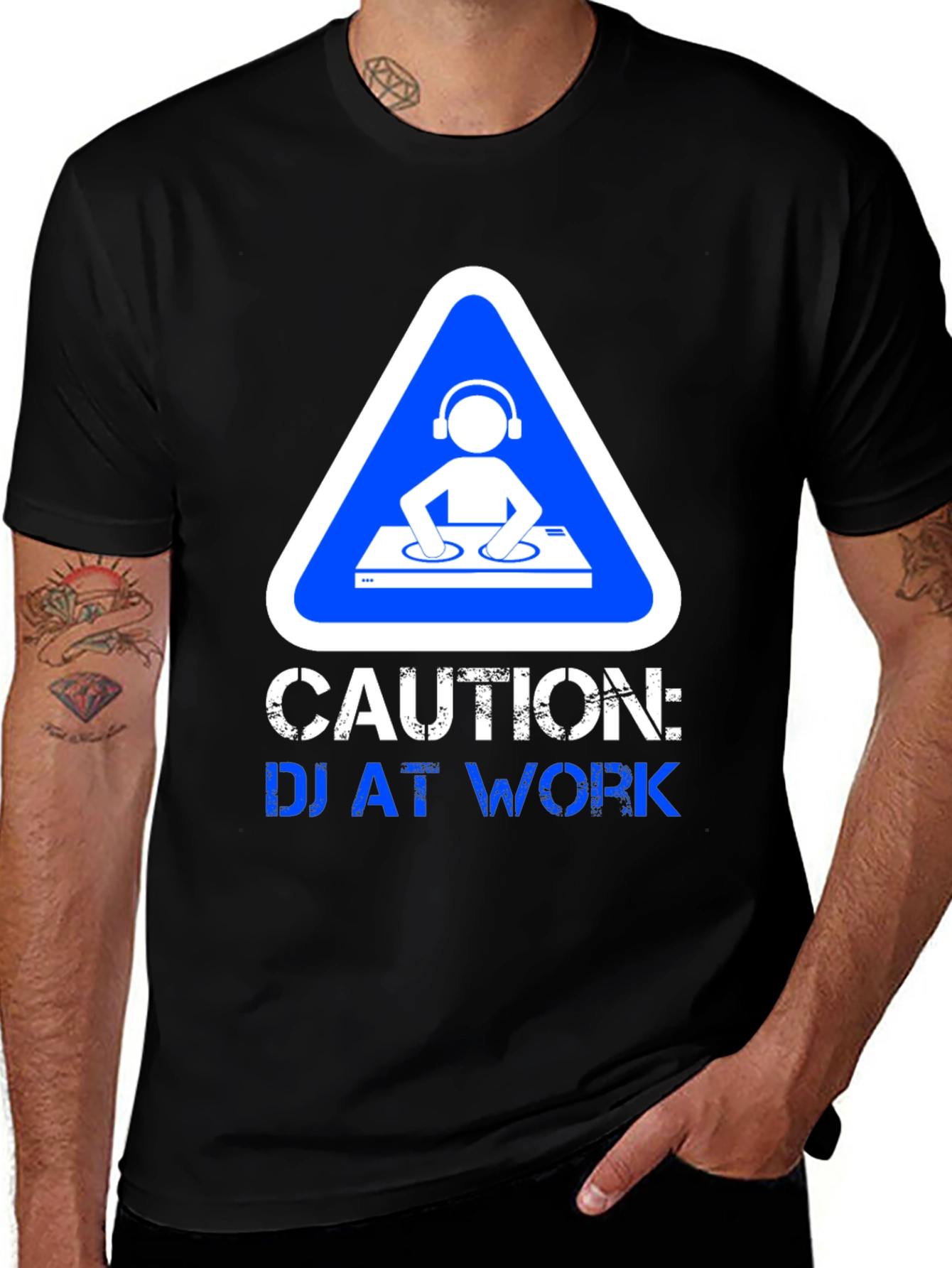 Caution DJ at Work Graphic T-Shirt