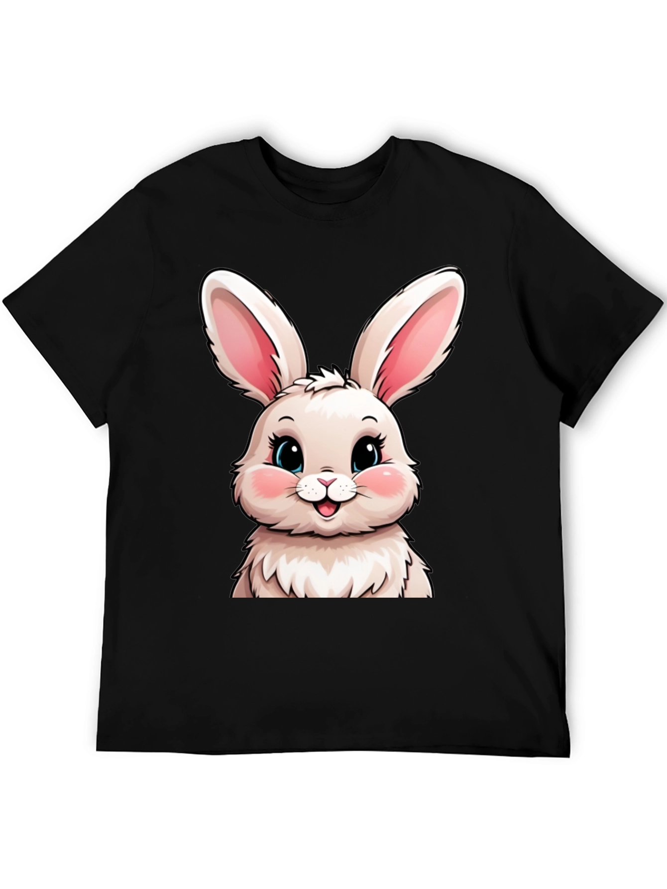 Cute Bunny Graphic Tee - Soft Black Cotton