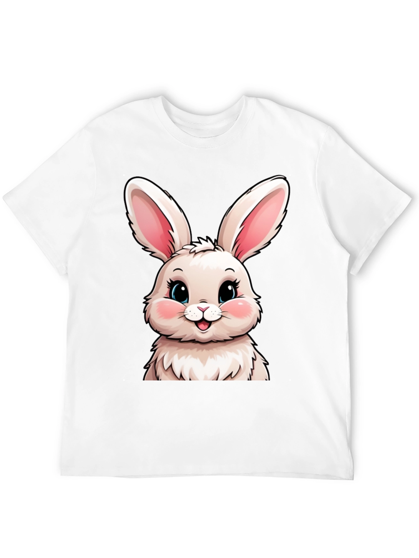 Cute Bunny Graphic Tee - Soft Black Cotton