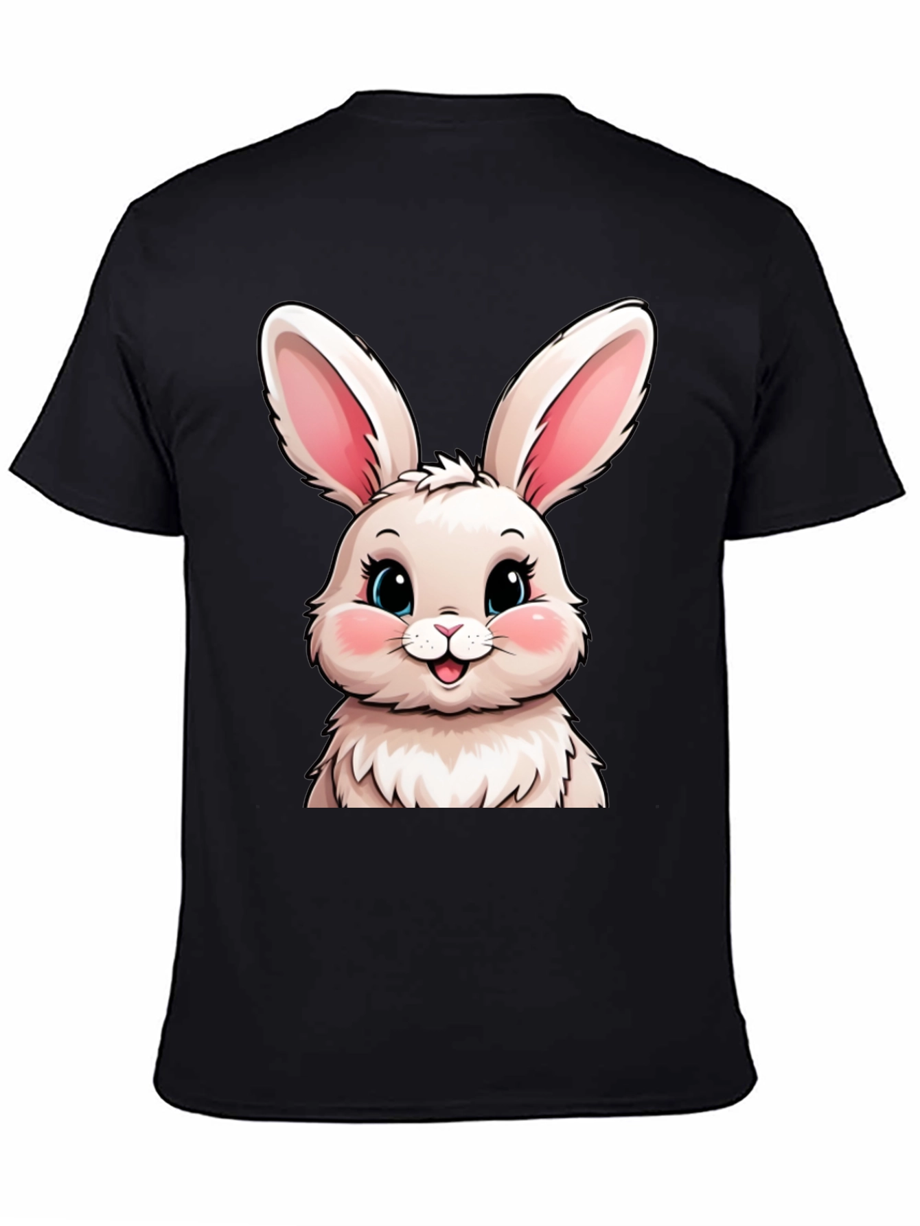 Cute Bunny Graphic Tee - Soft Black Cotton