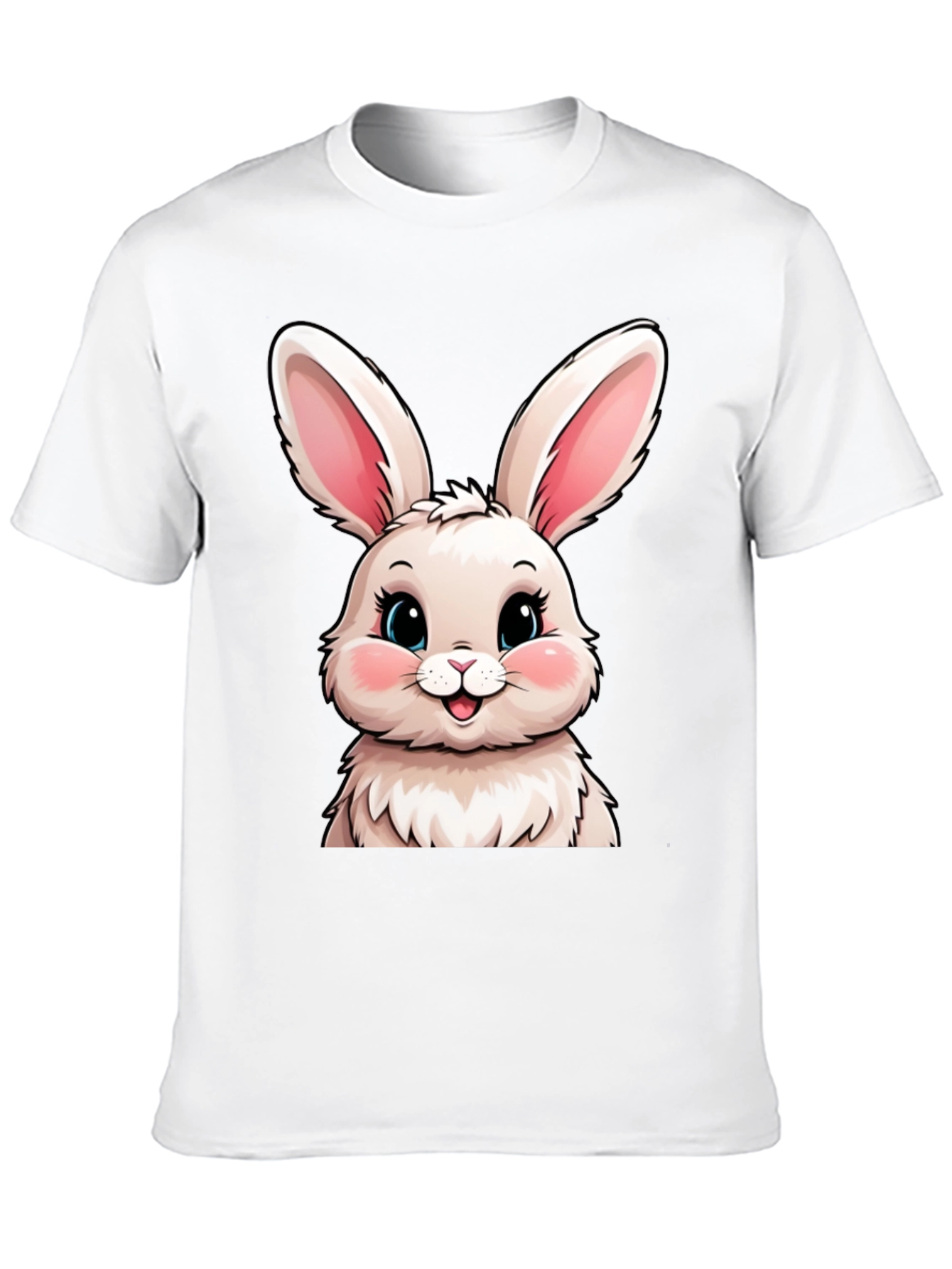 Cute Bunny Graphic Tee - Soft Black Cotton