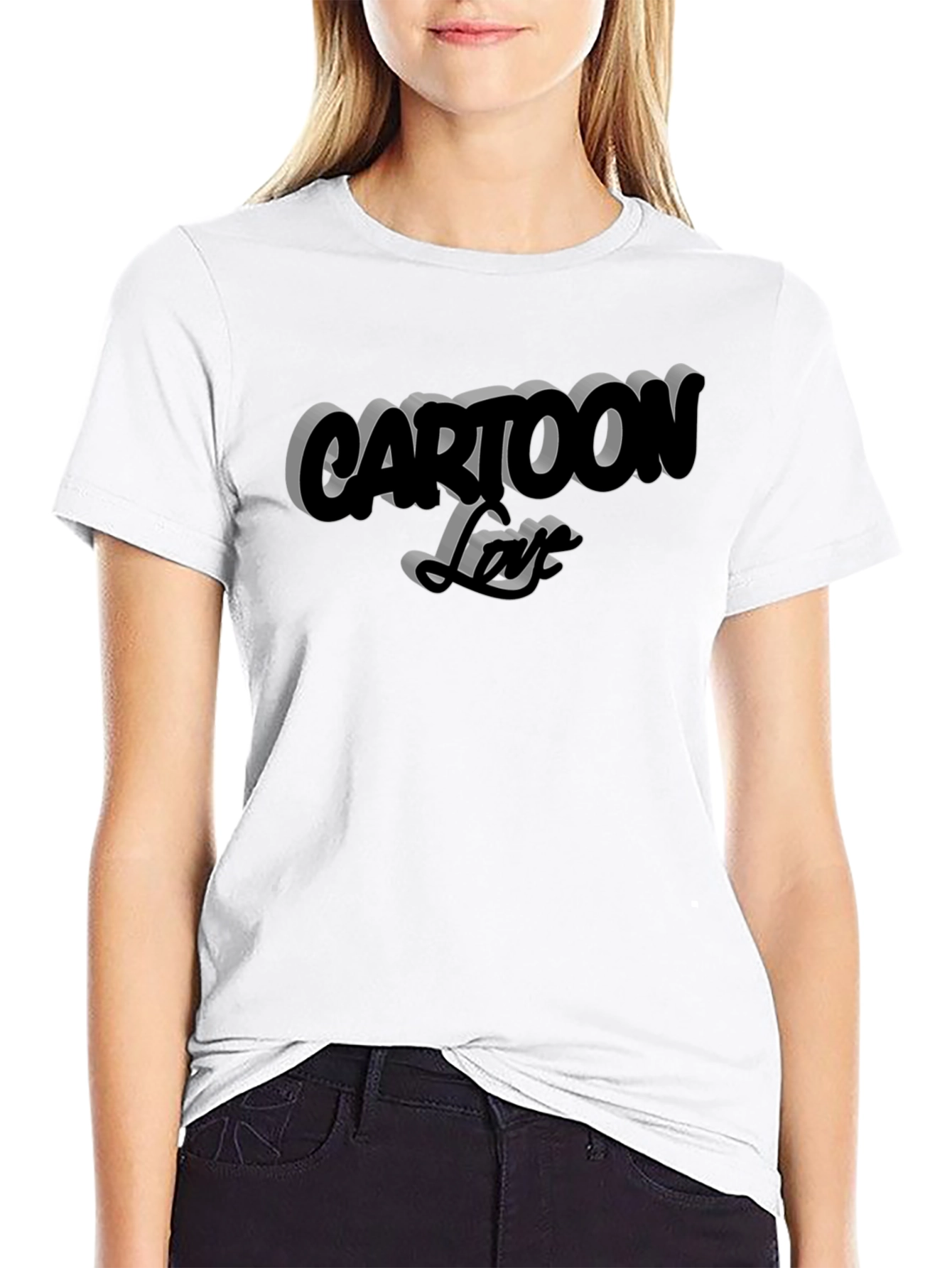 Cartoon Love Black Graphic Tee
