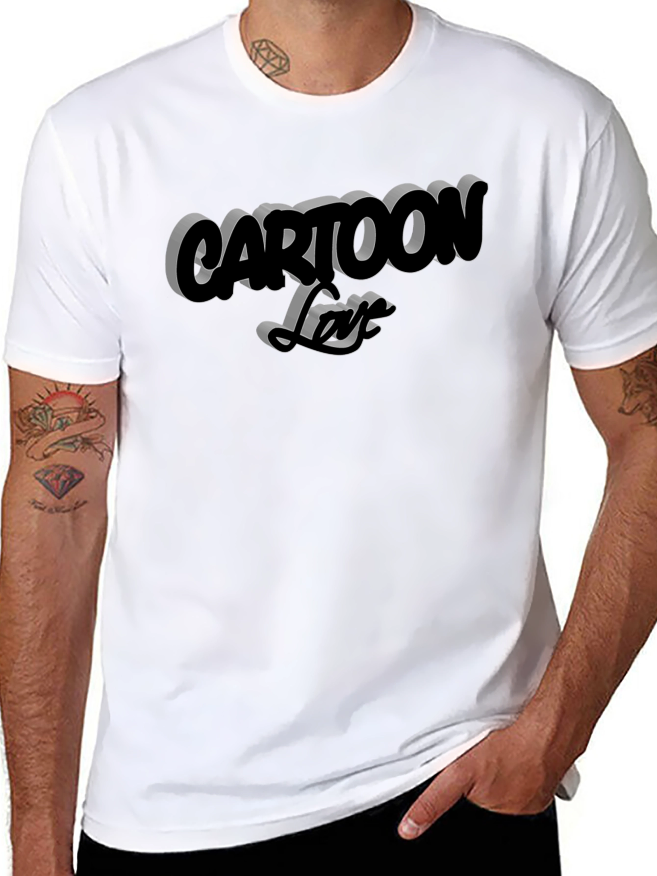 Cartoon Love Black Graphic Tee
