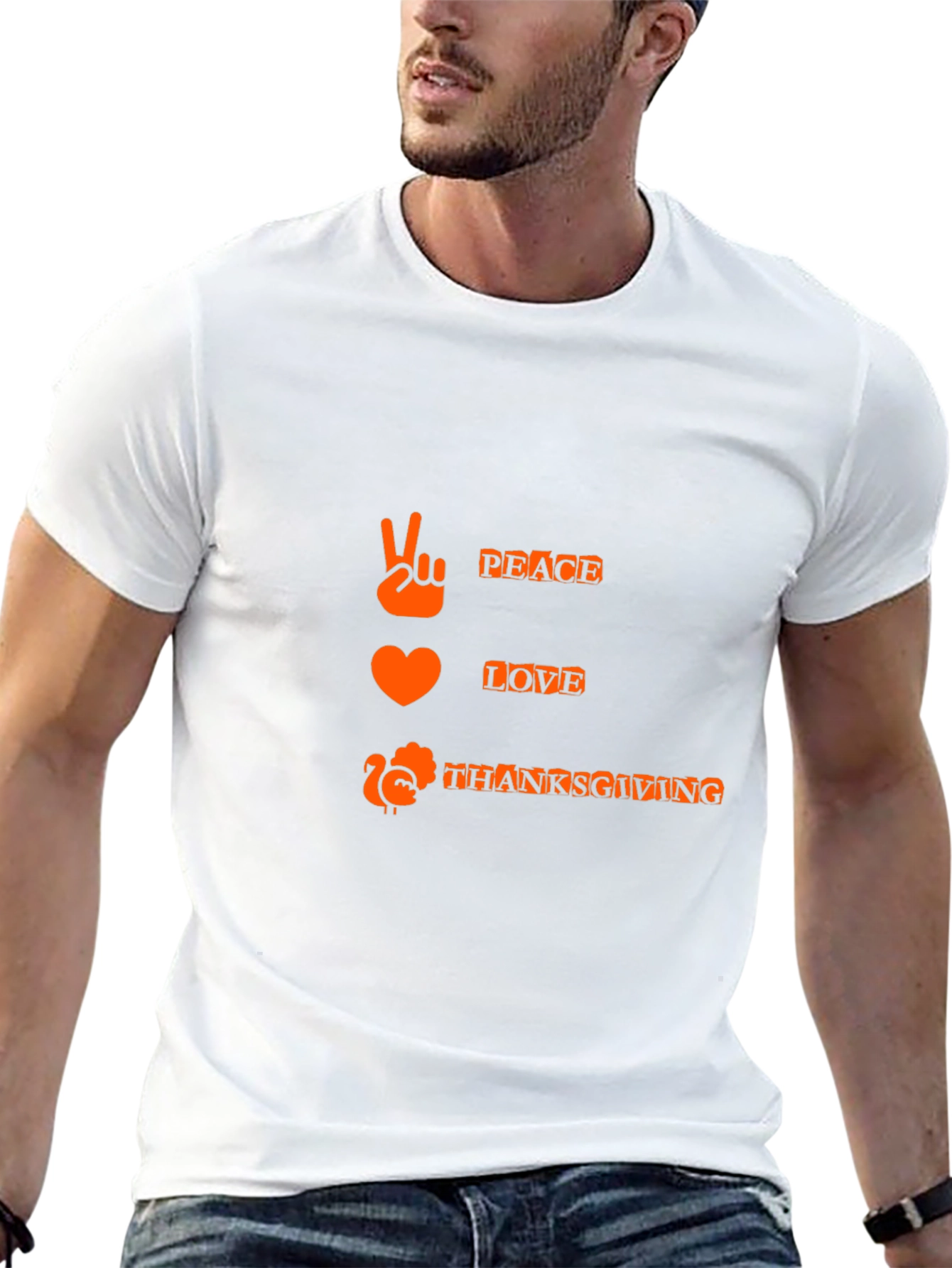 Peace Love Thanksgiving Black Graphic Tee
