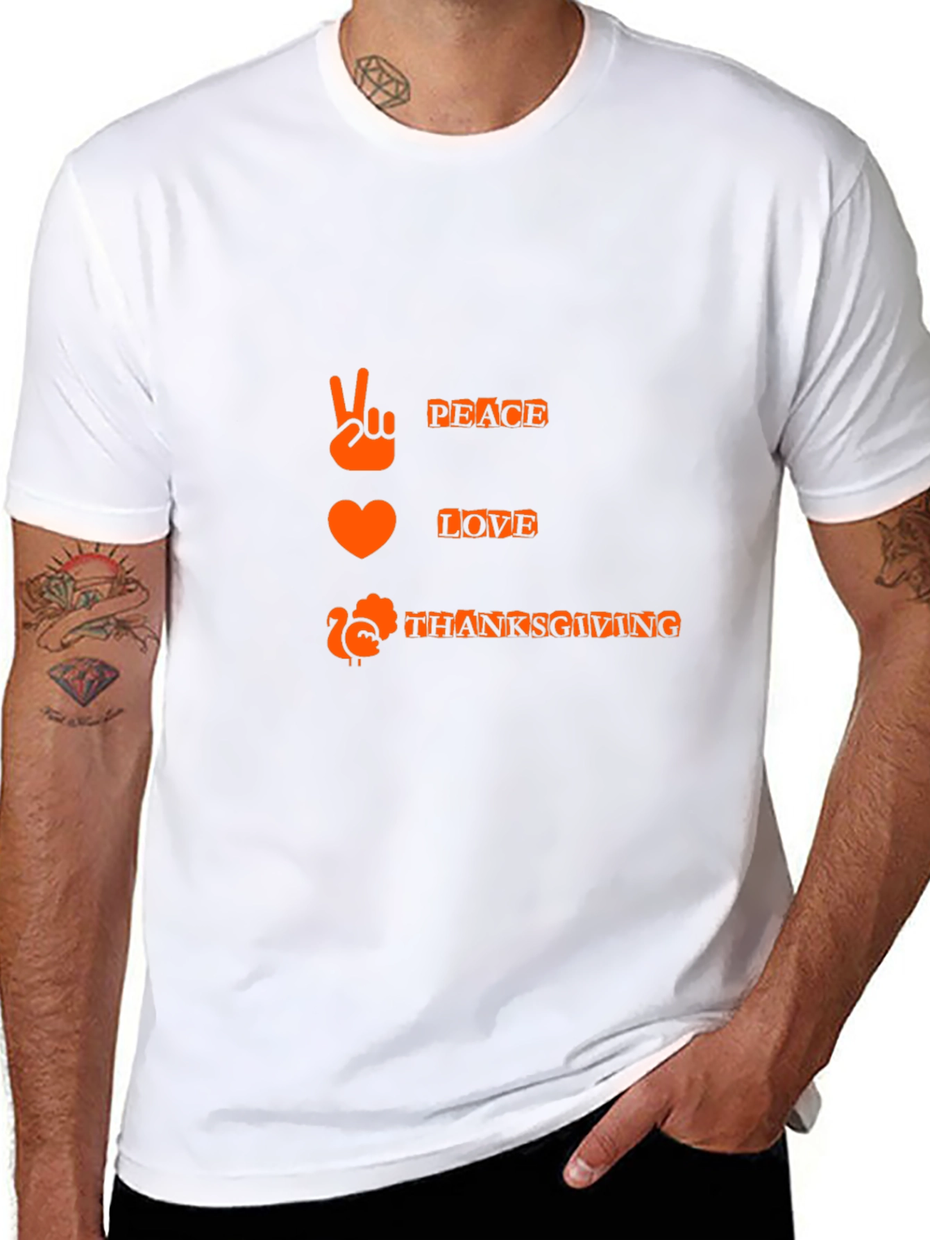 Peace Love Thanksgiving Black Graphic Tee