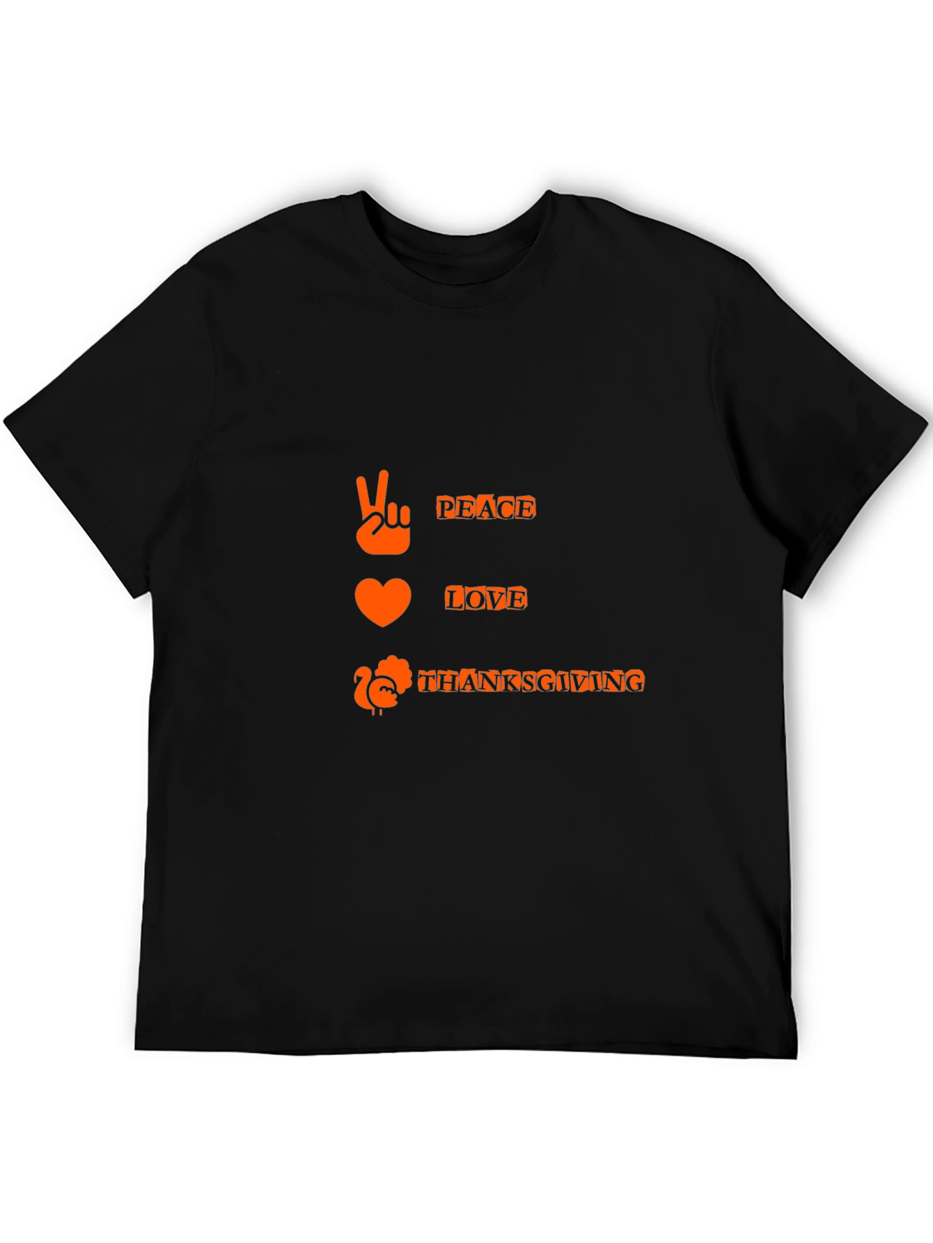 Peace Love Thanksgiving Black Graphic Tee